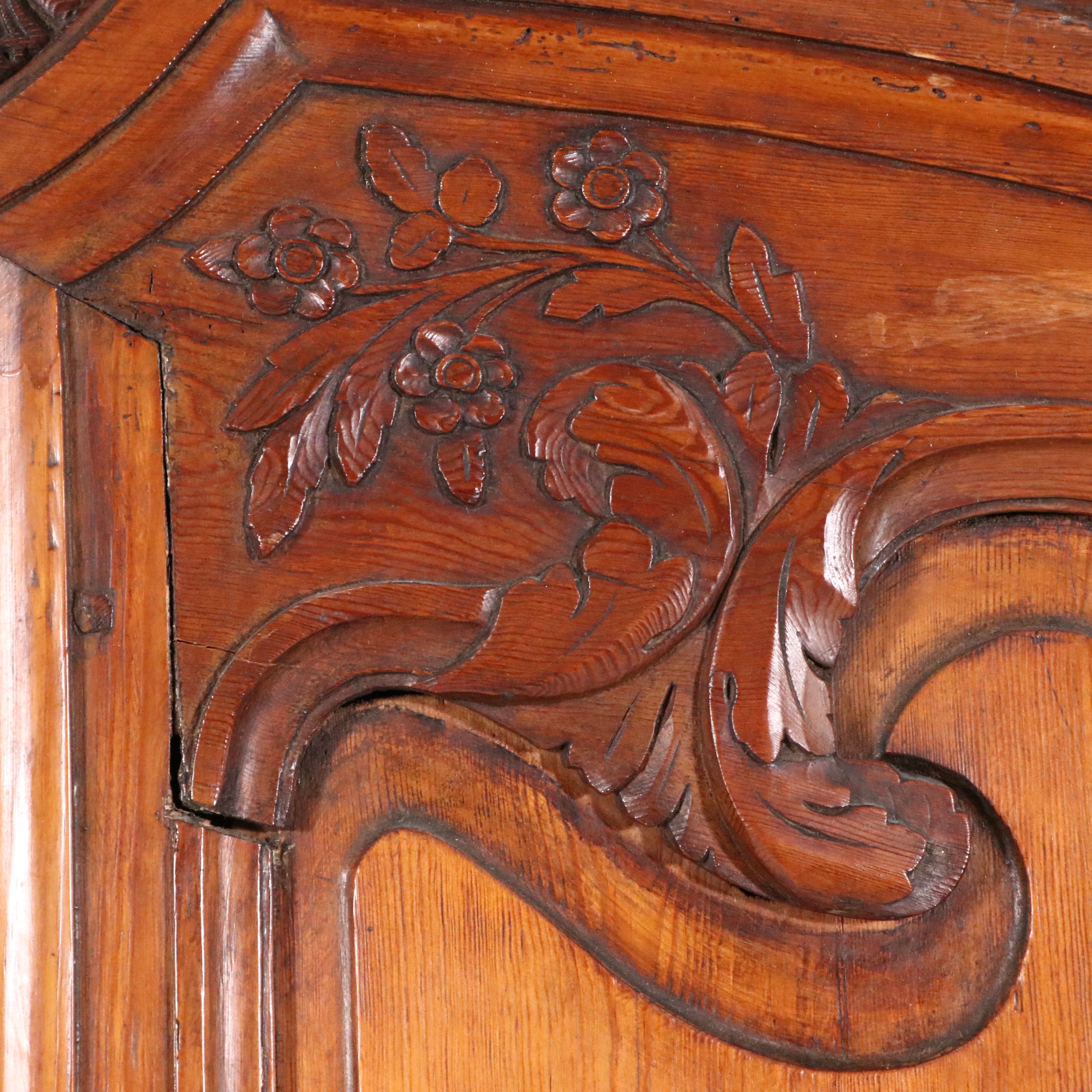 Antique French Provincial Carved Oak Wedding Armoire