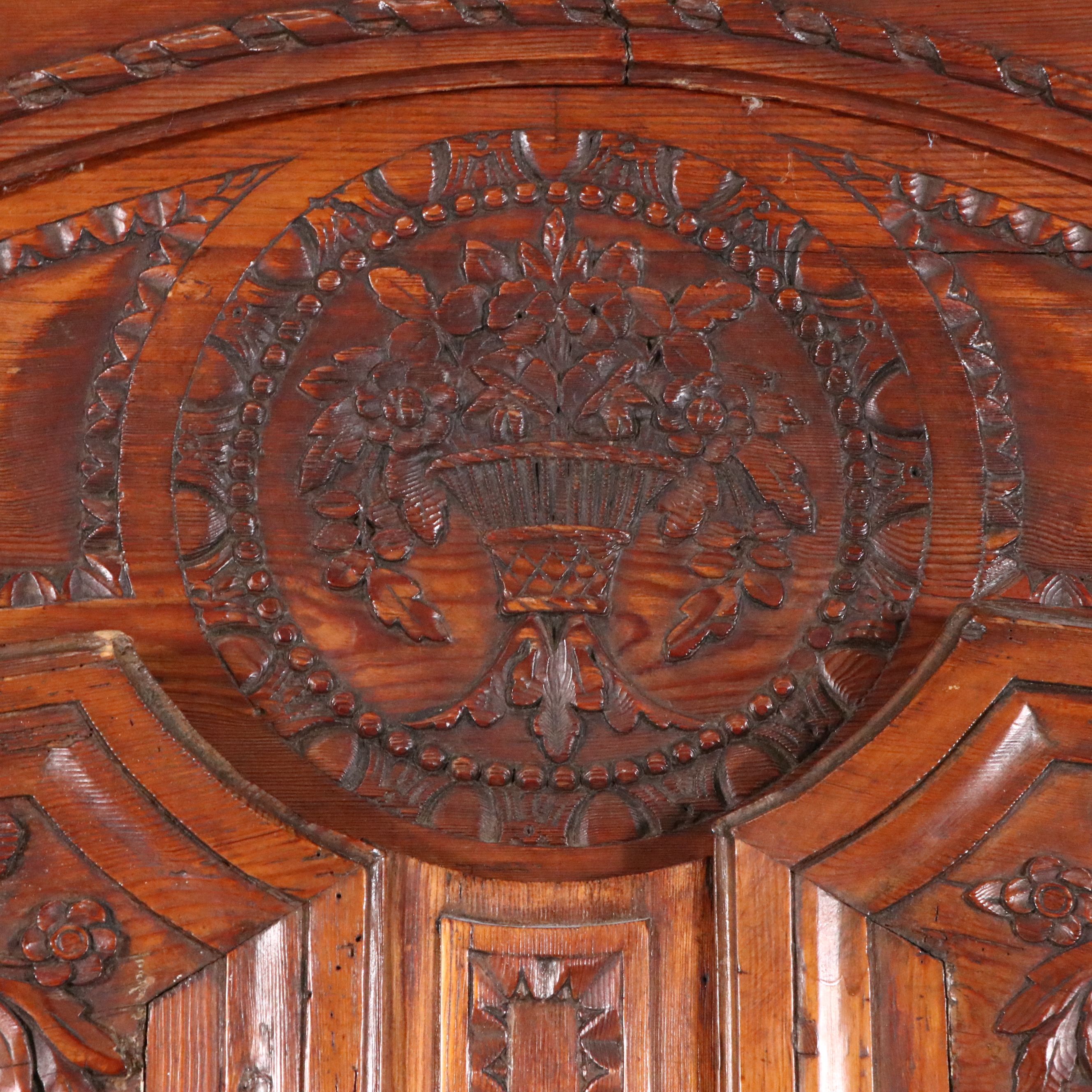 Antique French Provincial Carved Oak Wedding Armoire