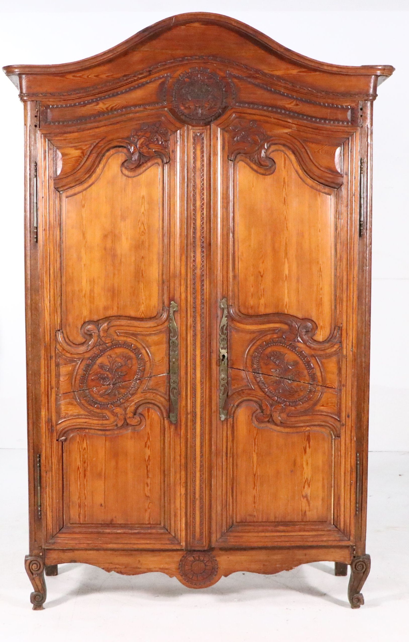 Antique French Provincial Carved Oak Wedding Armoire