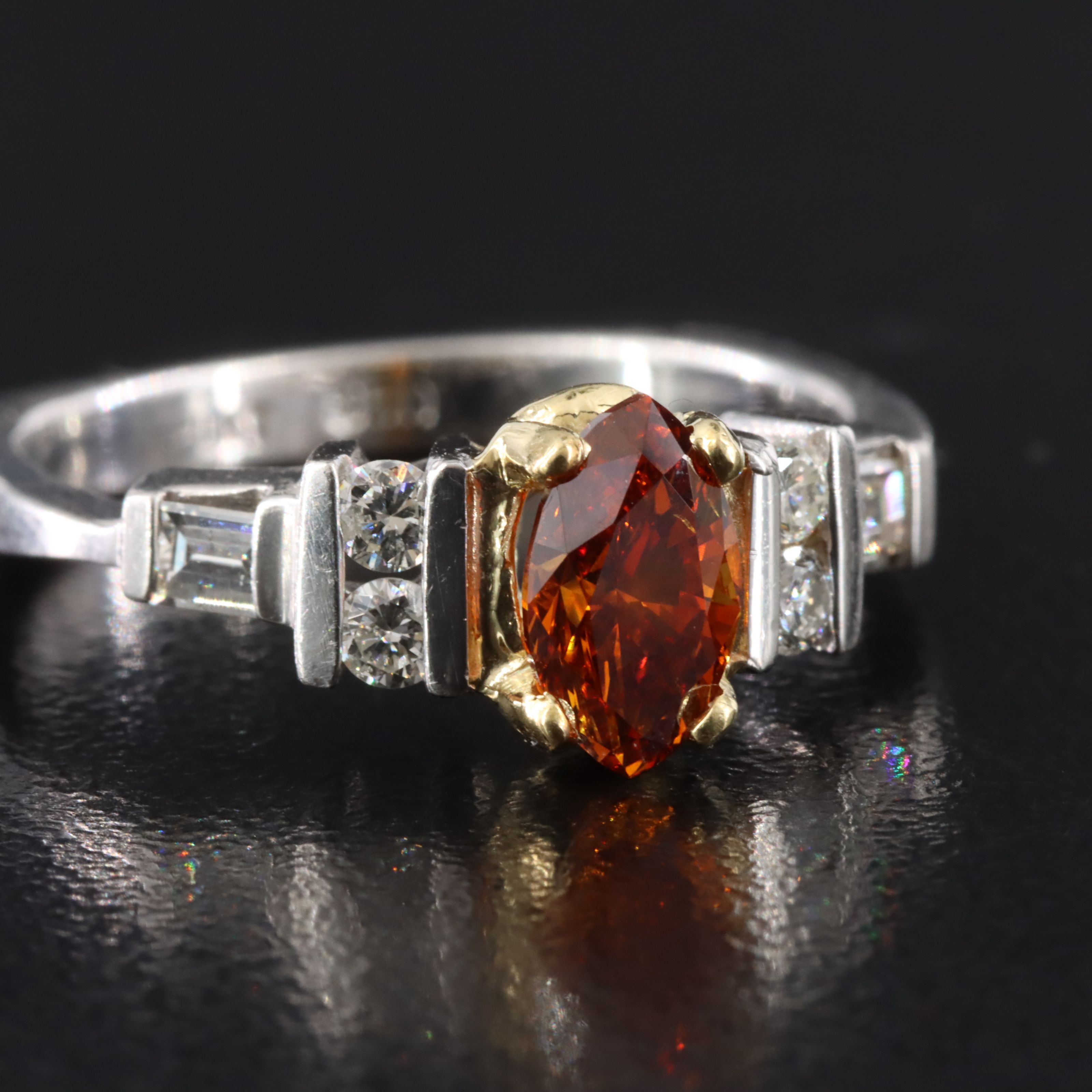 Platinum 1.11 CTW Lab Grown Diamond Ring with 18K Accent