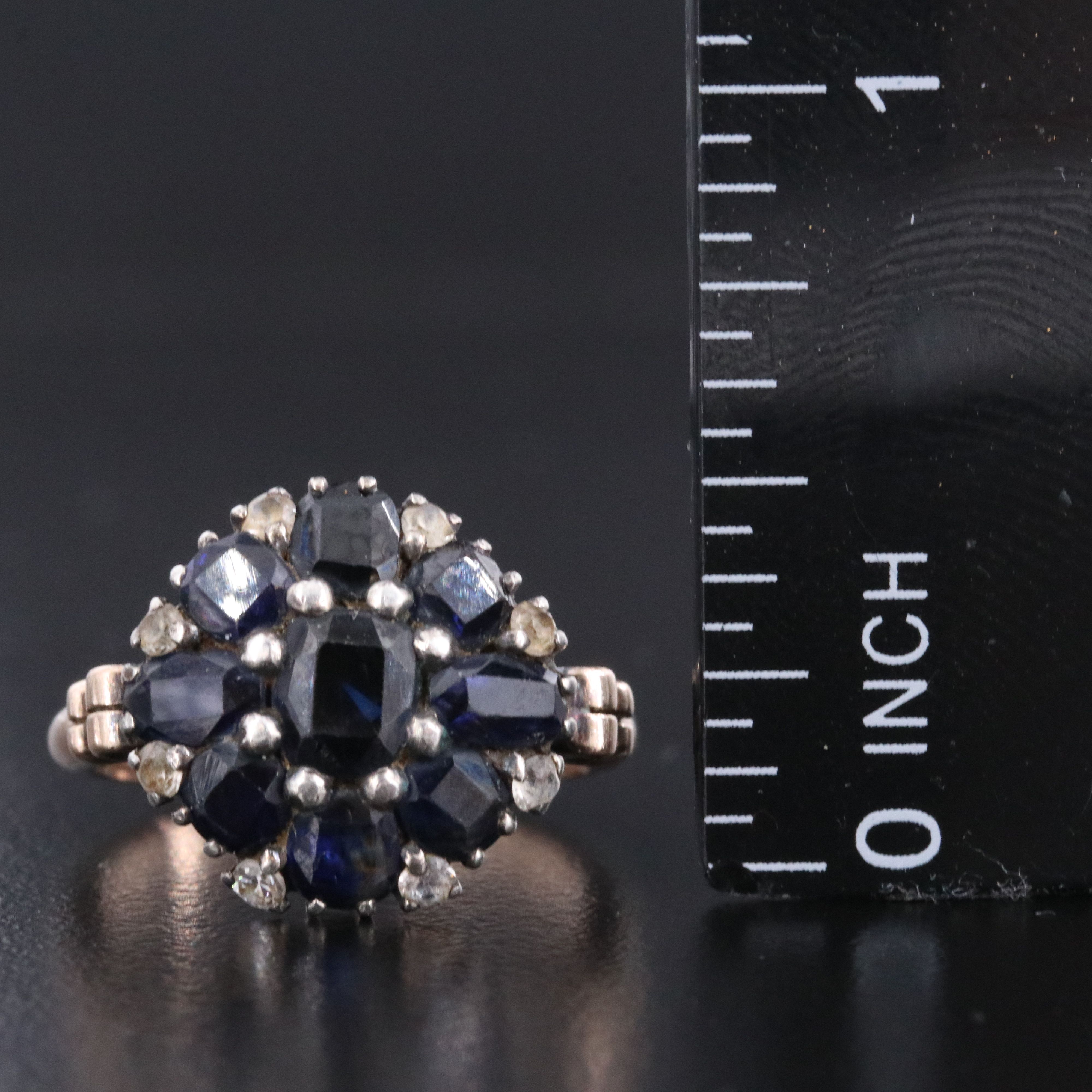 9K Sapphire Ring with Diamond Accent