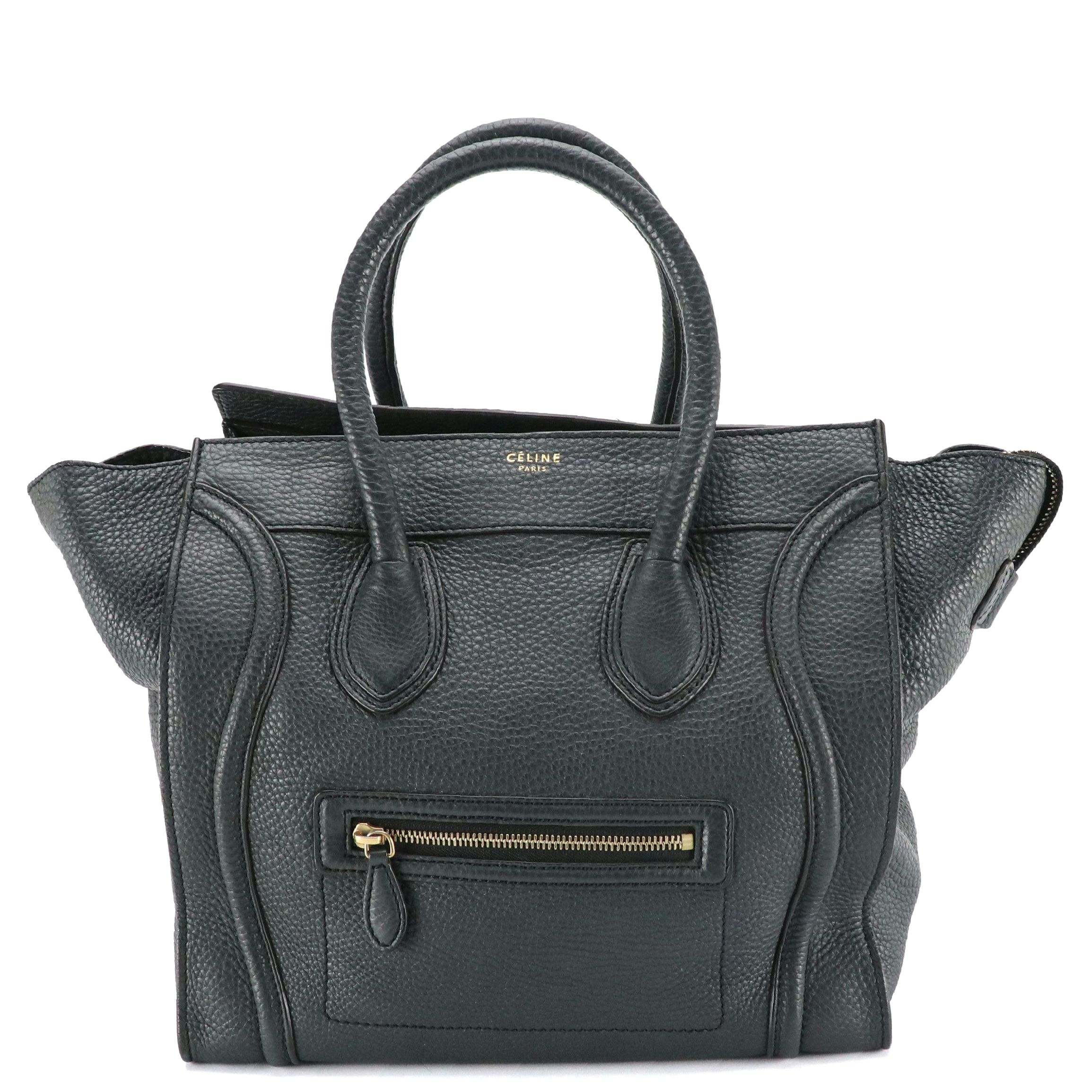 Celine Micro Luggage Bag in Grey Drummed Calfskin Leather