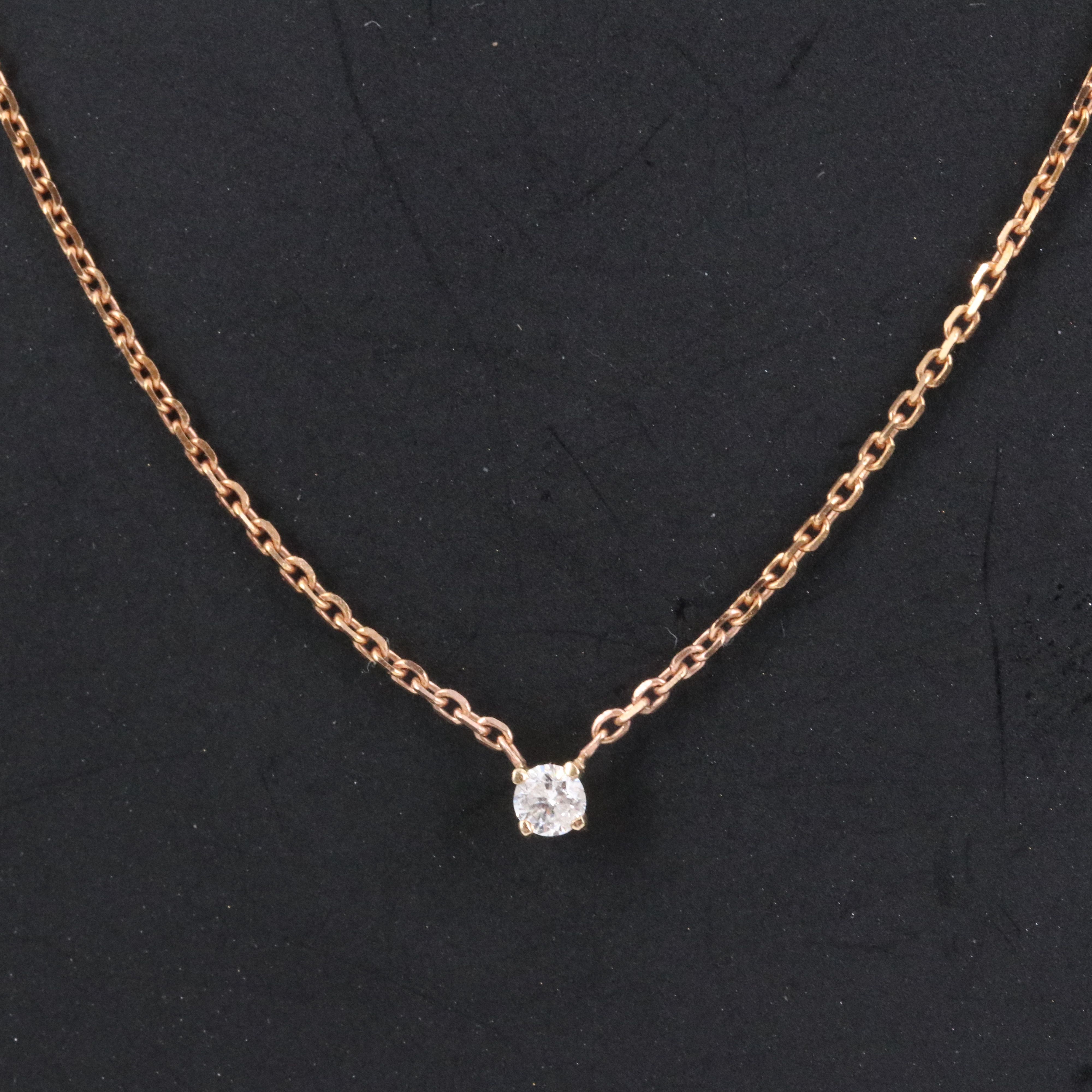 14K 0.06 CT Diamond Solitaire Necklace