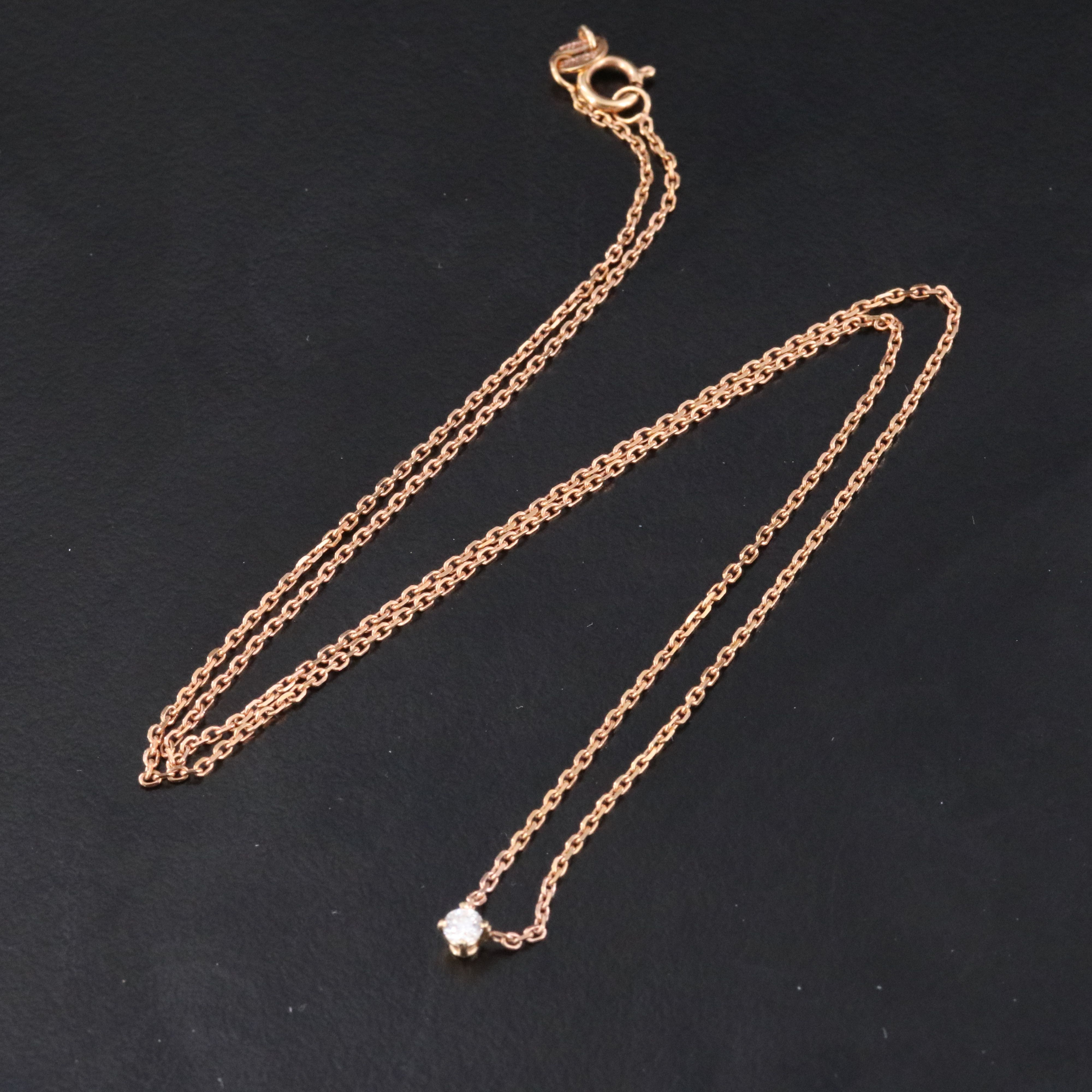 14K 0.06 CT Diamond Solitaire Necklace