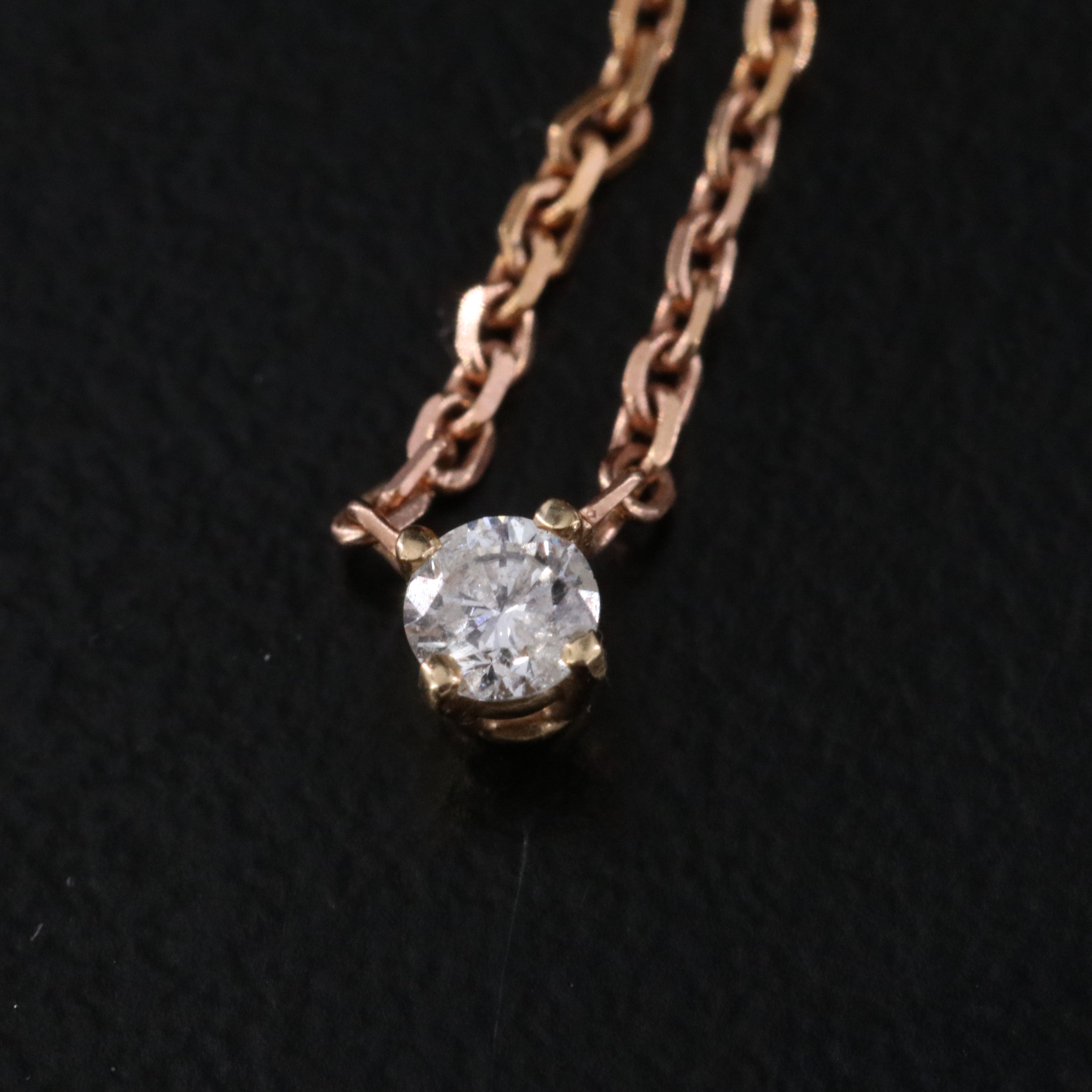 14K 0.06 CT Diamond Solitaire Necklace