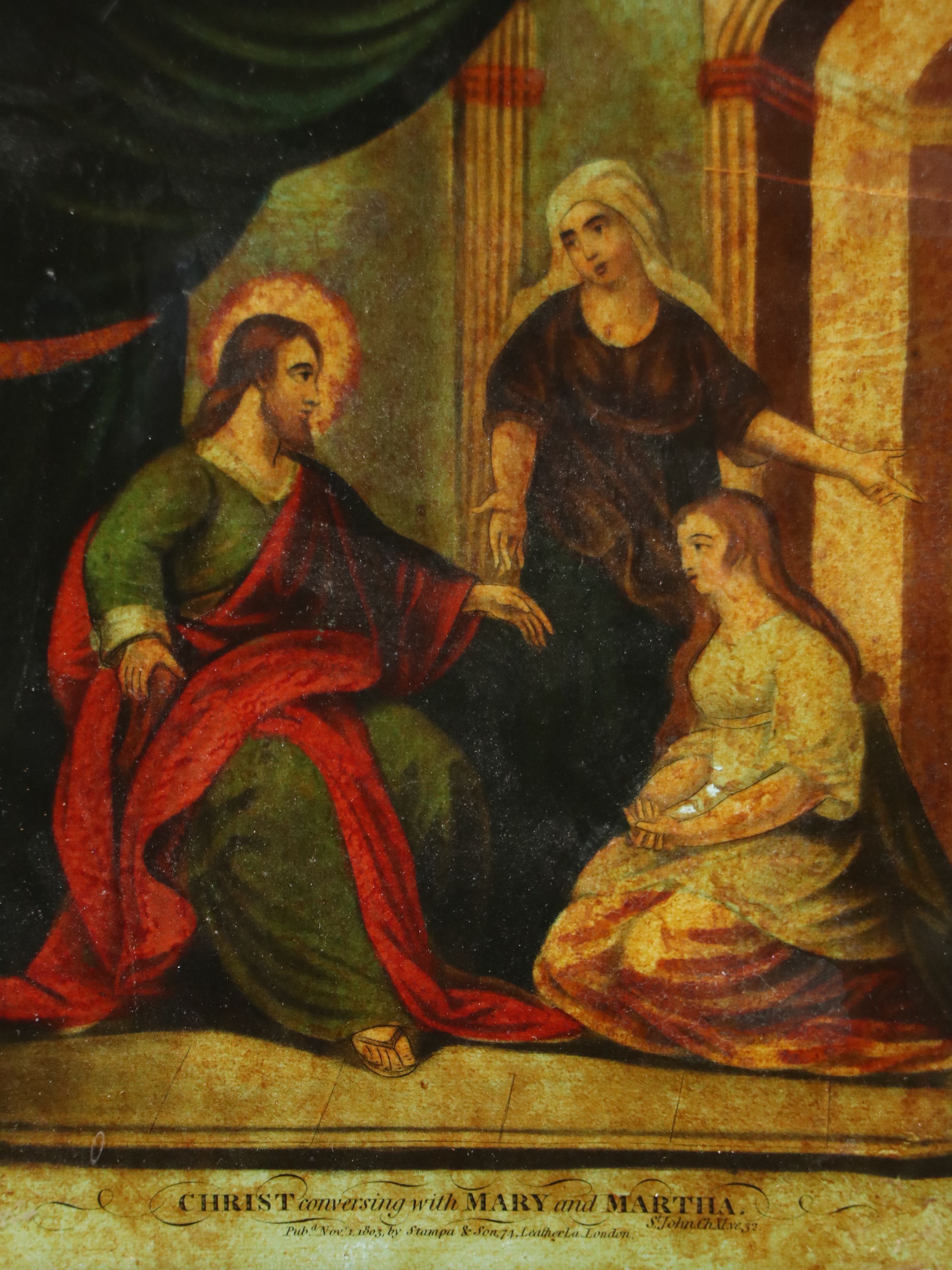 Reverse-Glass Mezzotint "Christ Conversing with Mary and Martha," 1803