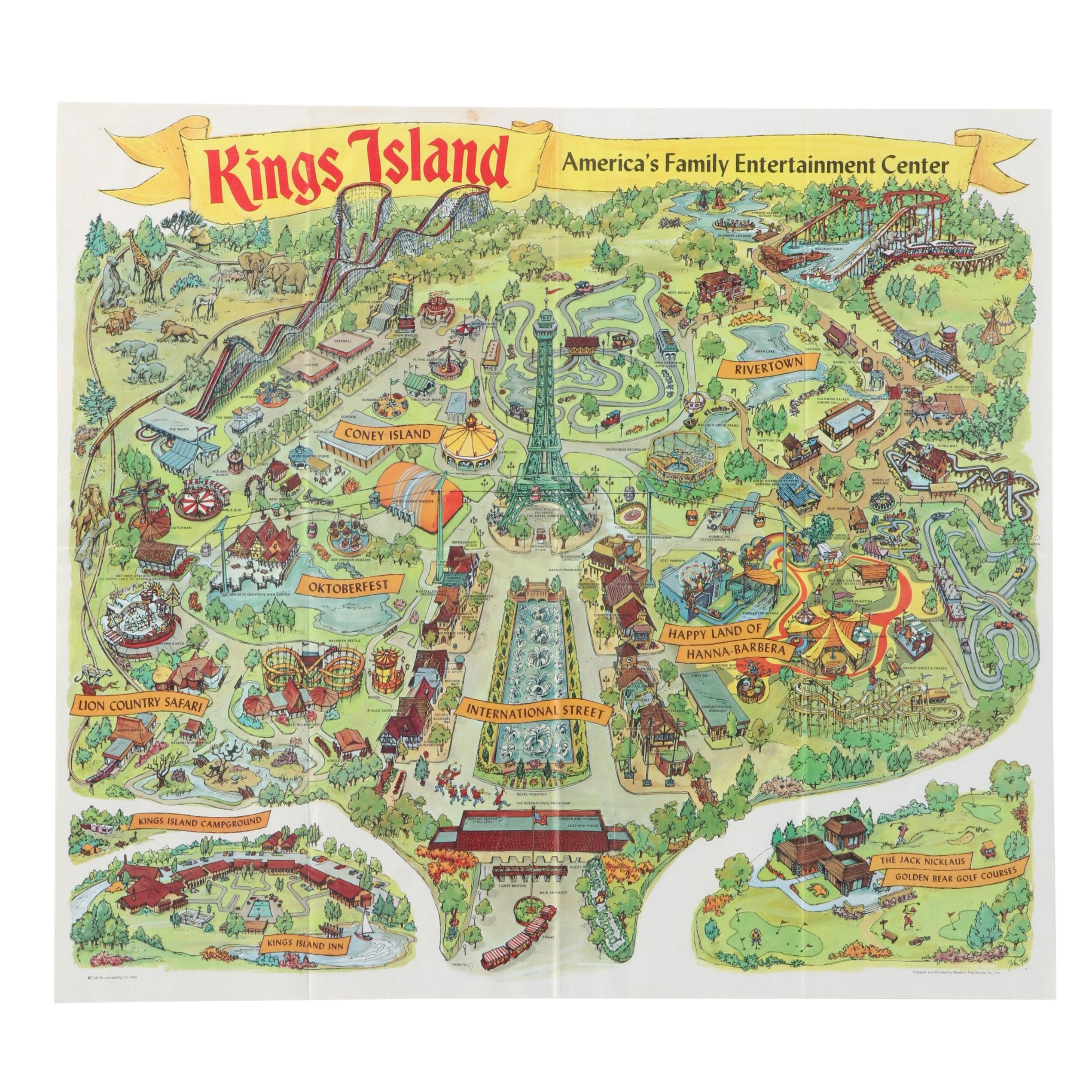 Kings Island "America's Family Entertainment Center" Poster, 1974