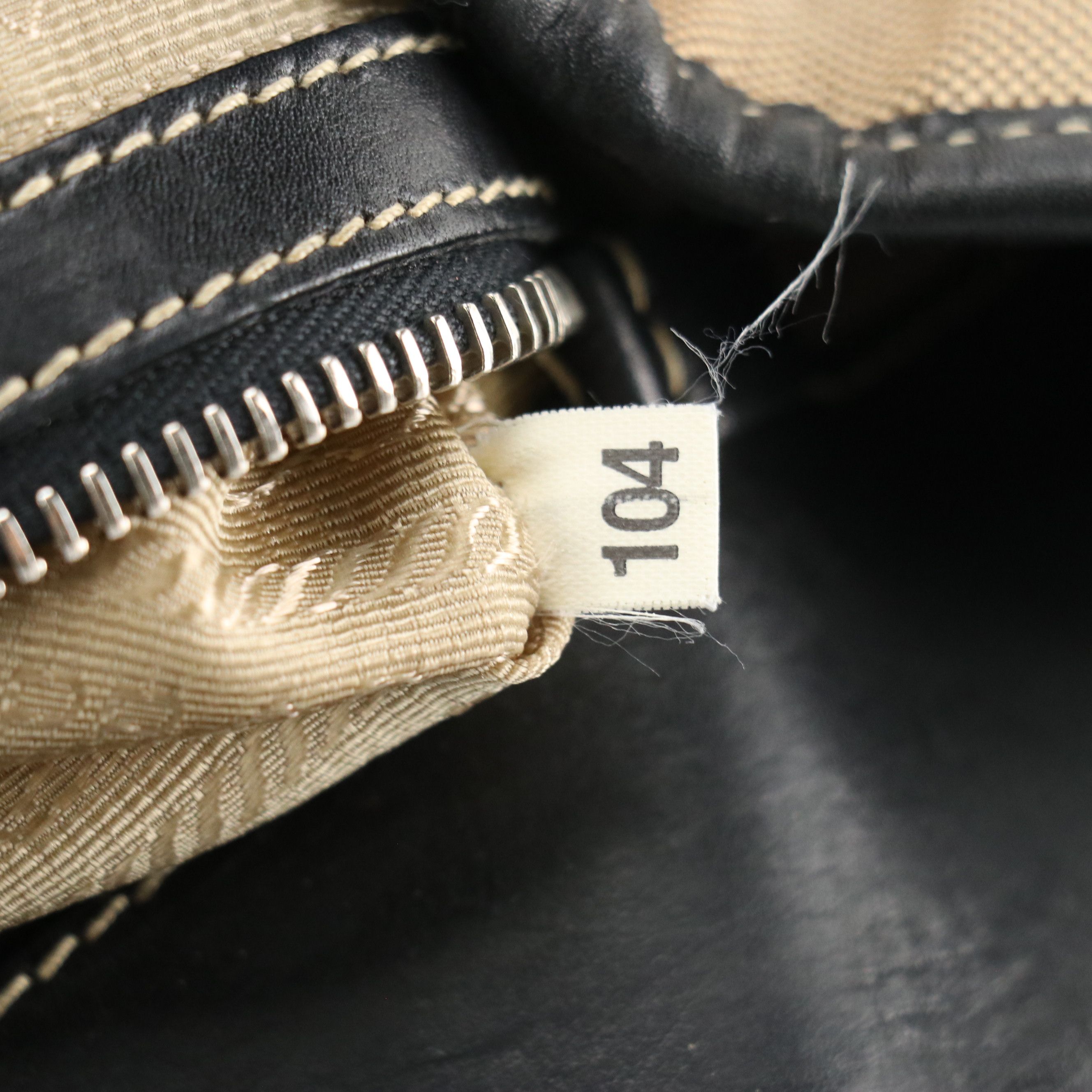 Prada Canapa Shoulder Bag in Logo Jacquard Canvas and Leather