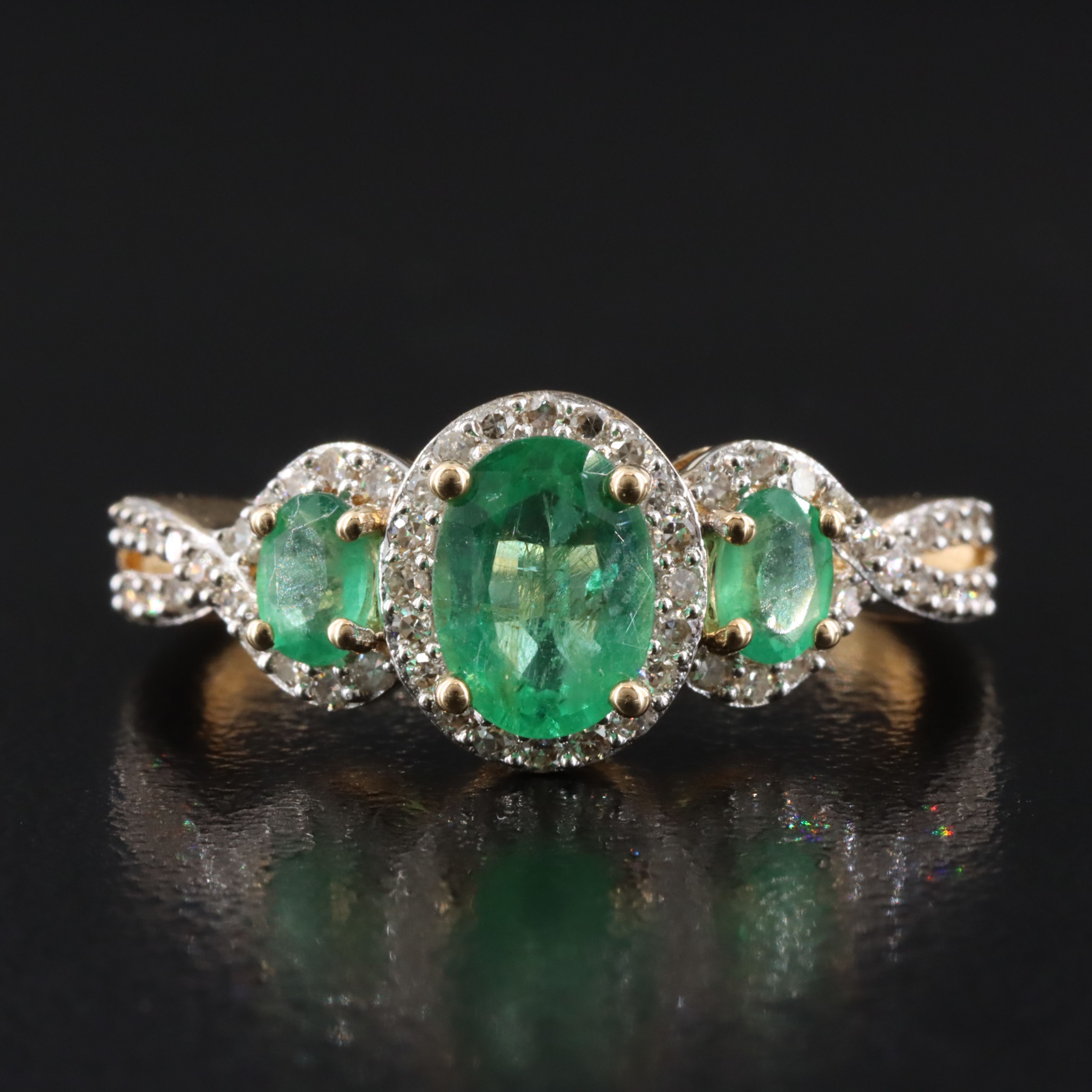 14K Emerald and Diamond Ring
