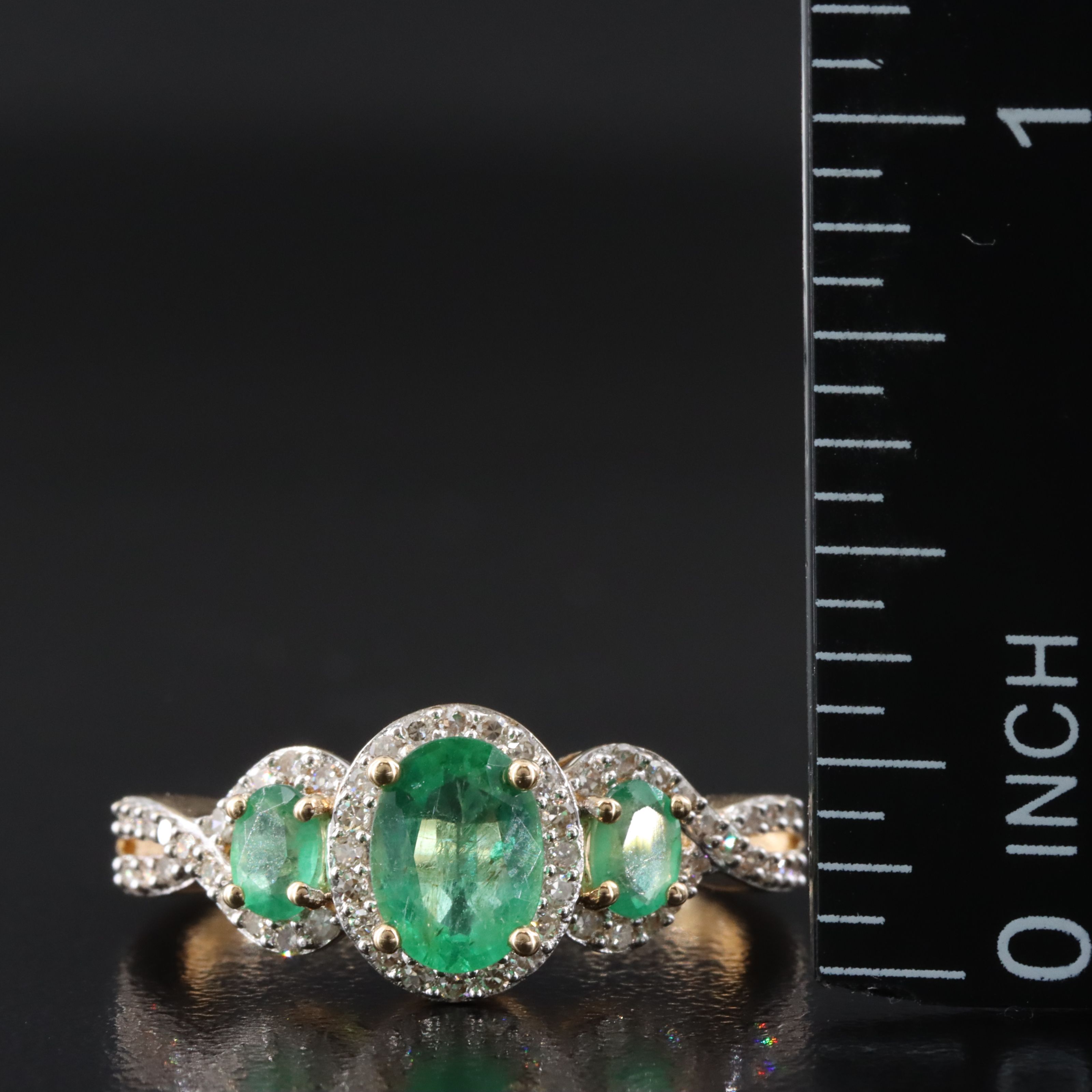 14K Emerald and Diamond Ring