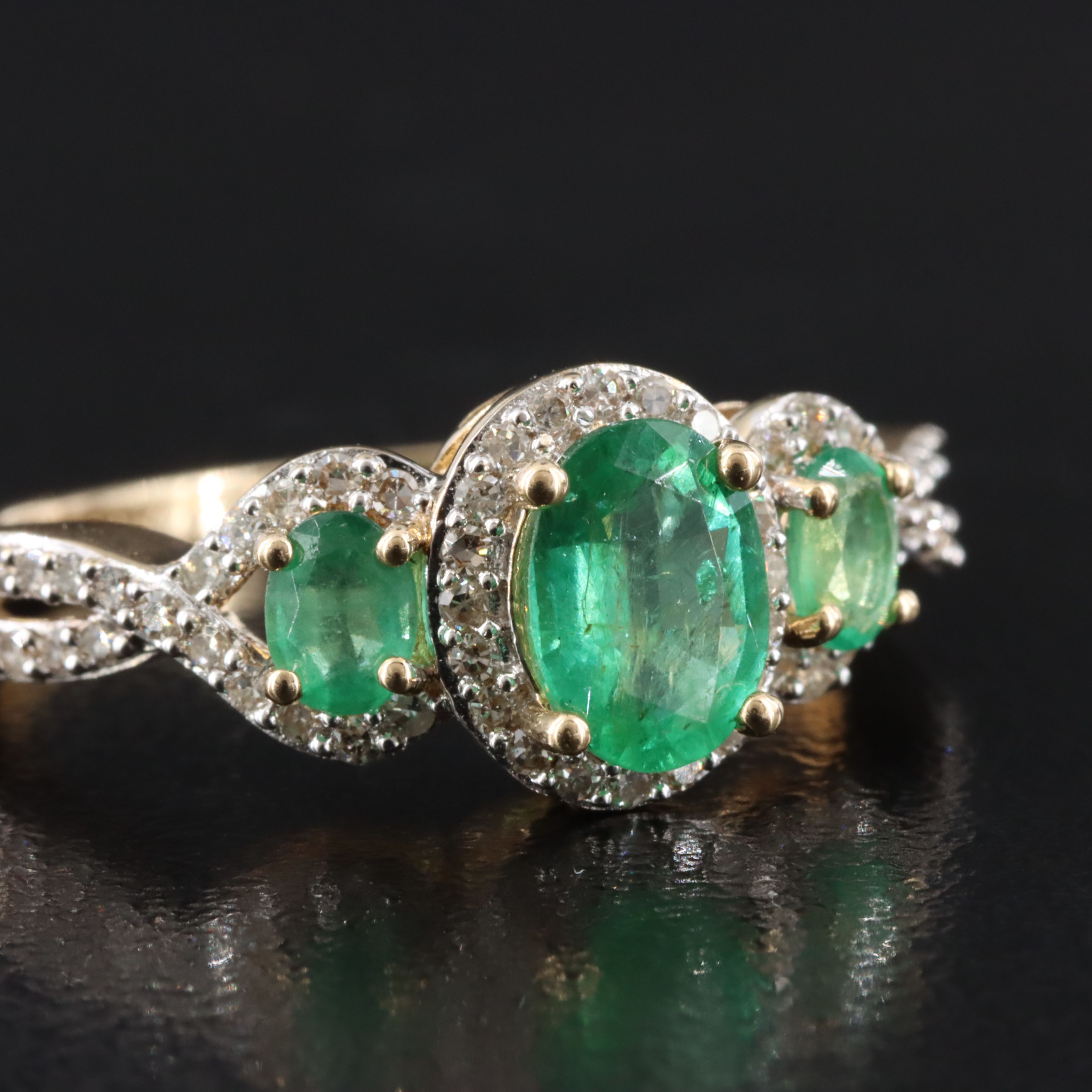 14K Emerald and Diamond Ring