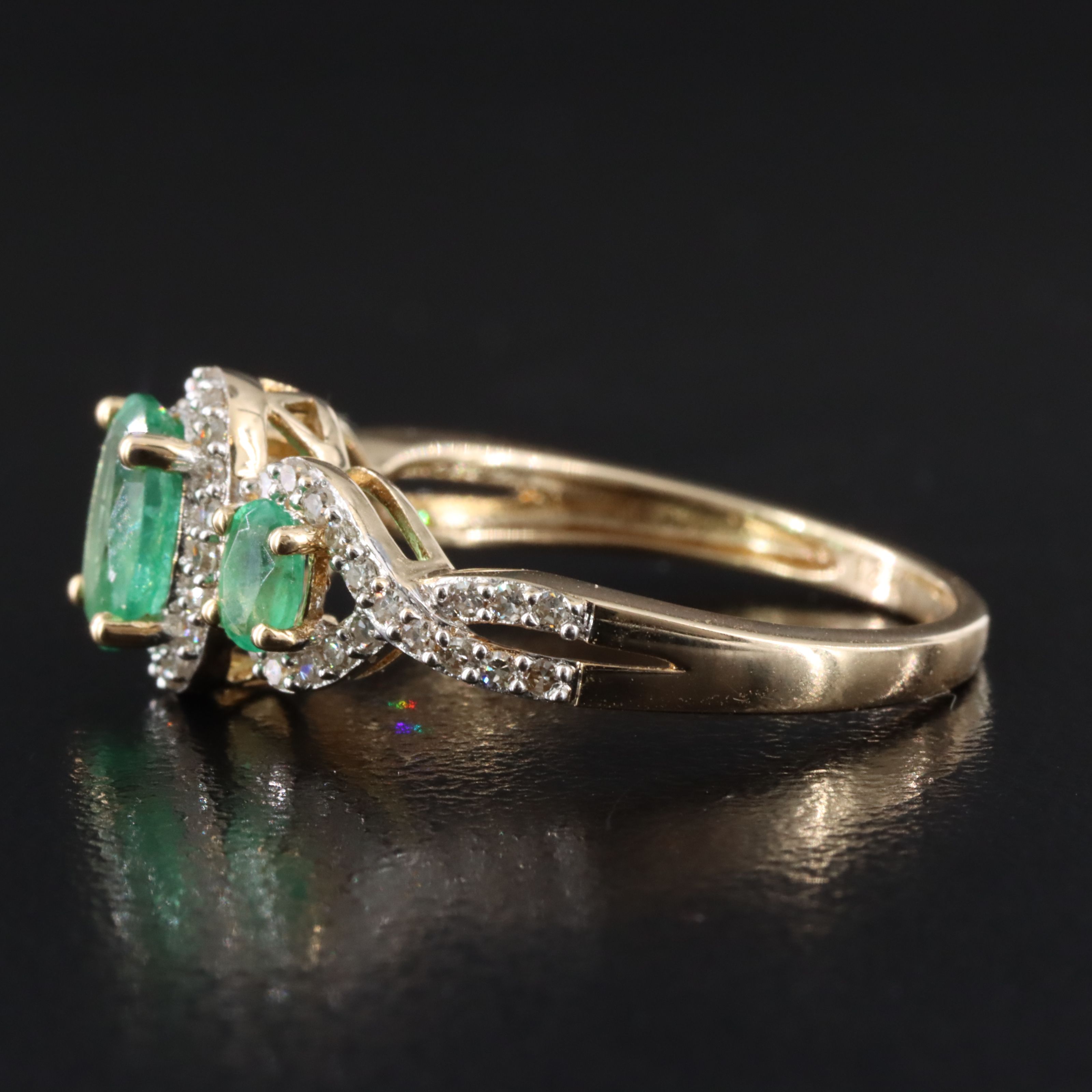 14K Emerald and Diamond Ring