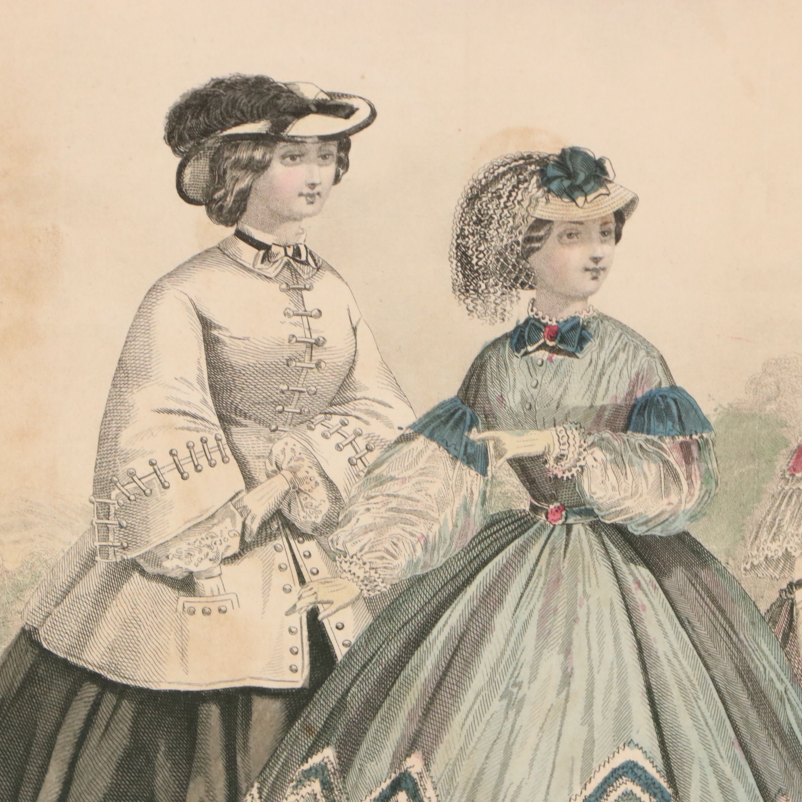 Hand-Colored Lithographs from Godey's Fashions June and December 1862