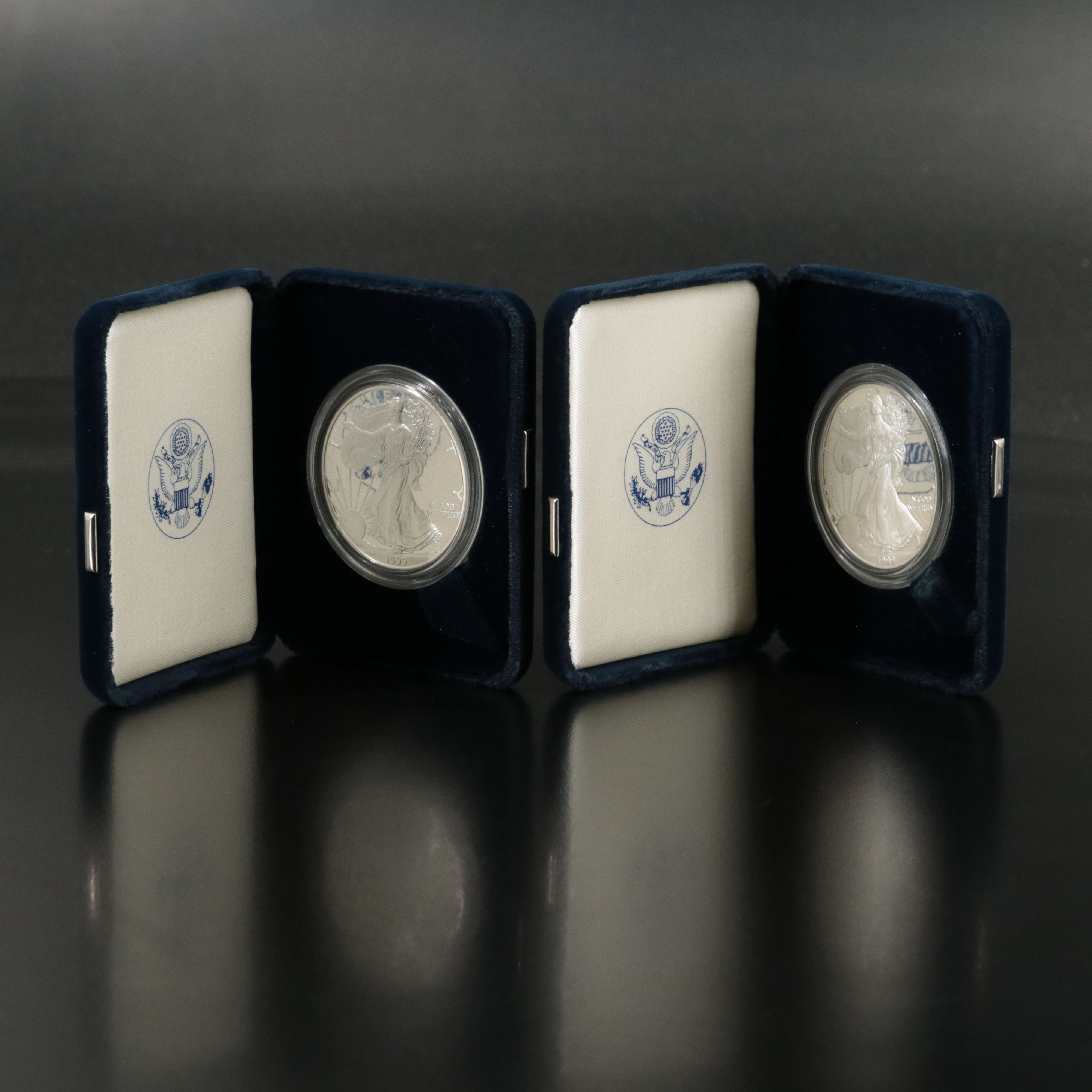 Two 1999-P American Silver Eagle 1-Oz. Bullion Coins