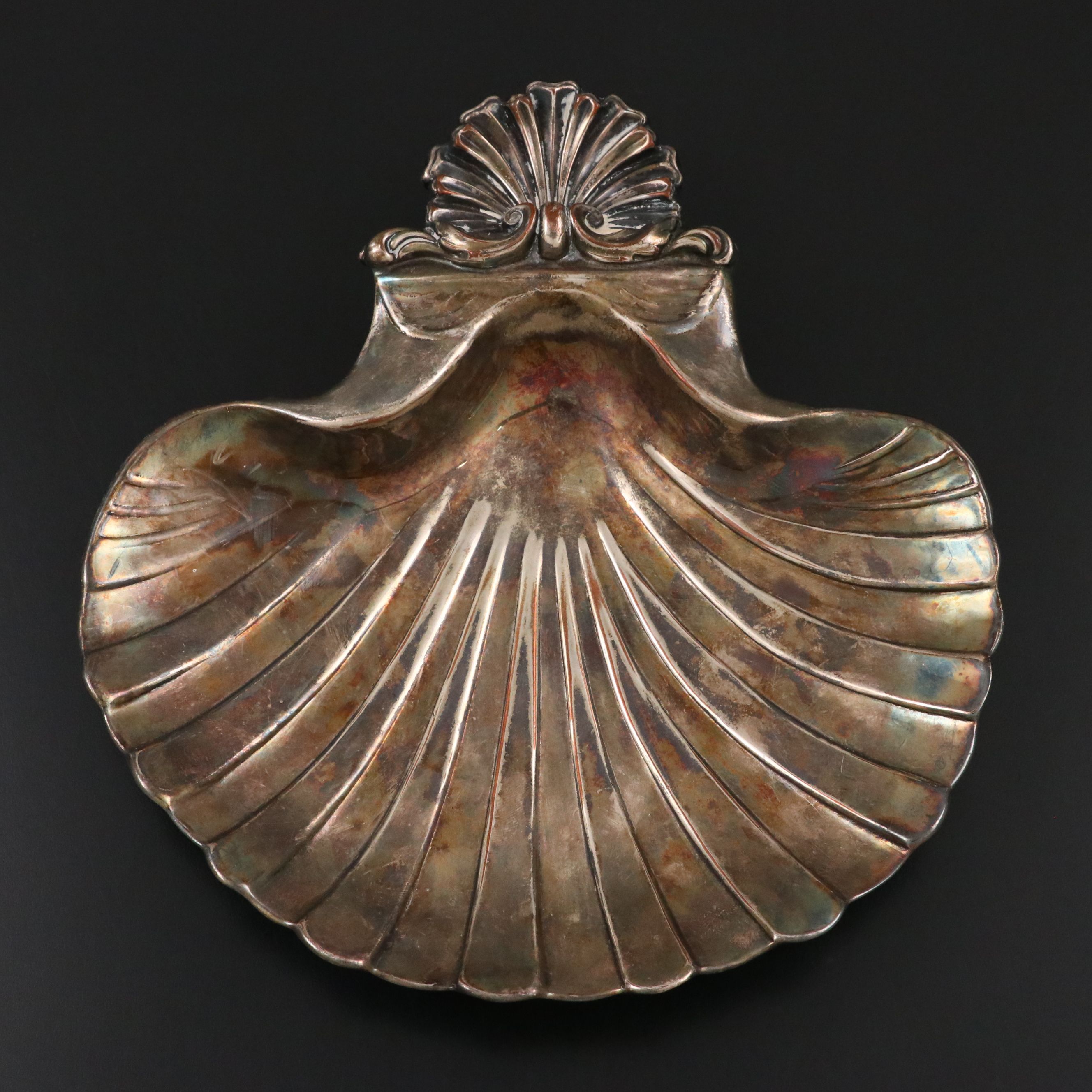 English Silver Plate Vintage Shell Dish