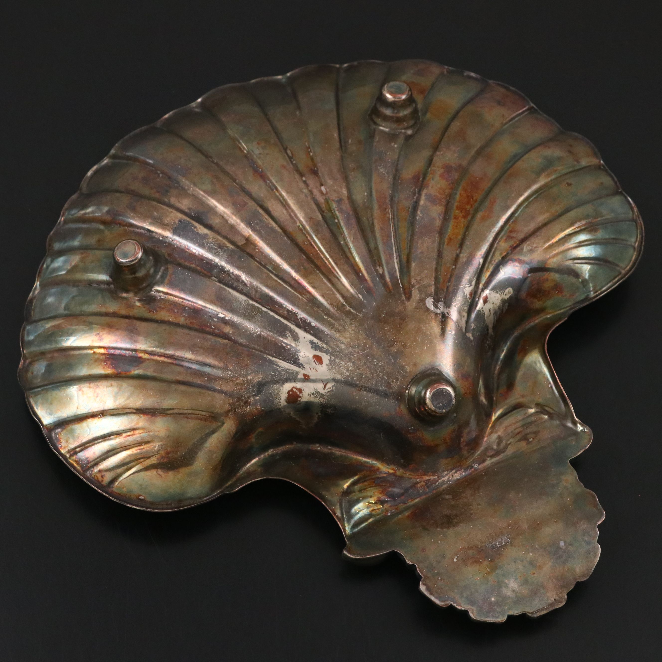English Silver Plate Vintage Shell Dish