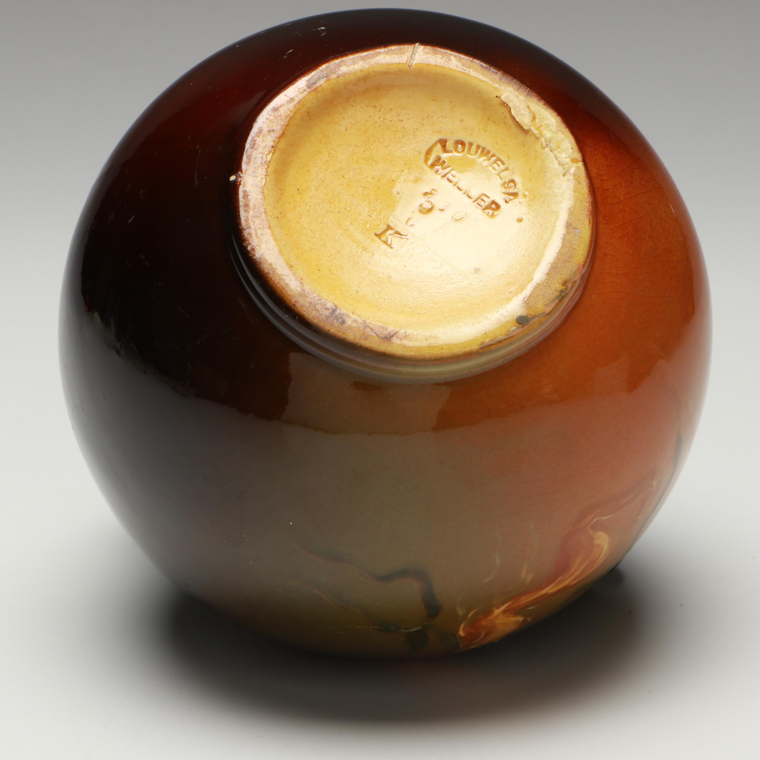 Louwelsa Weller Pottery Art Nouveau Jug with Corn Imagery, Late 19th C.