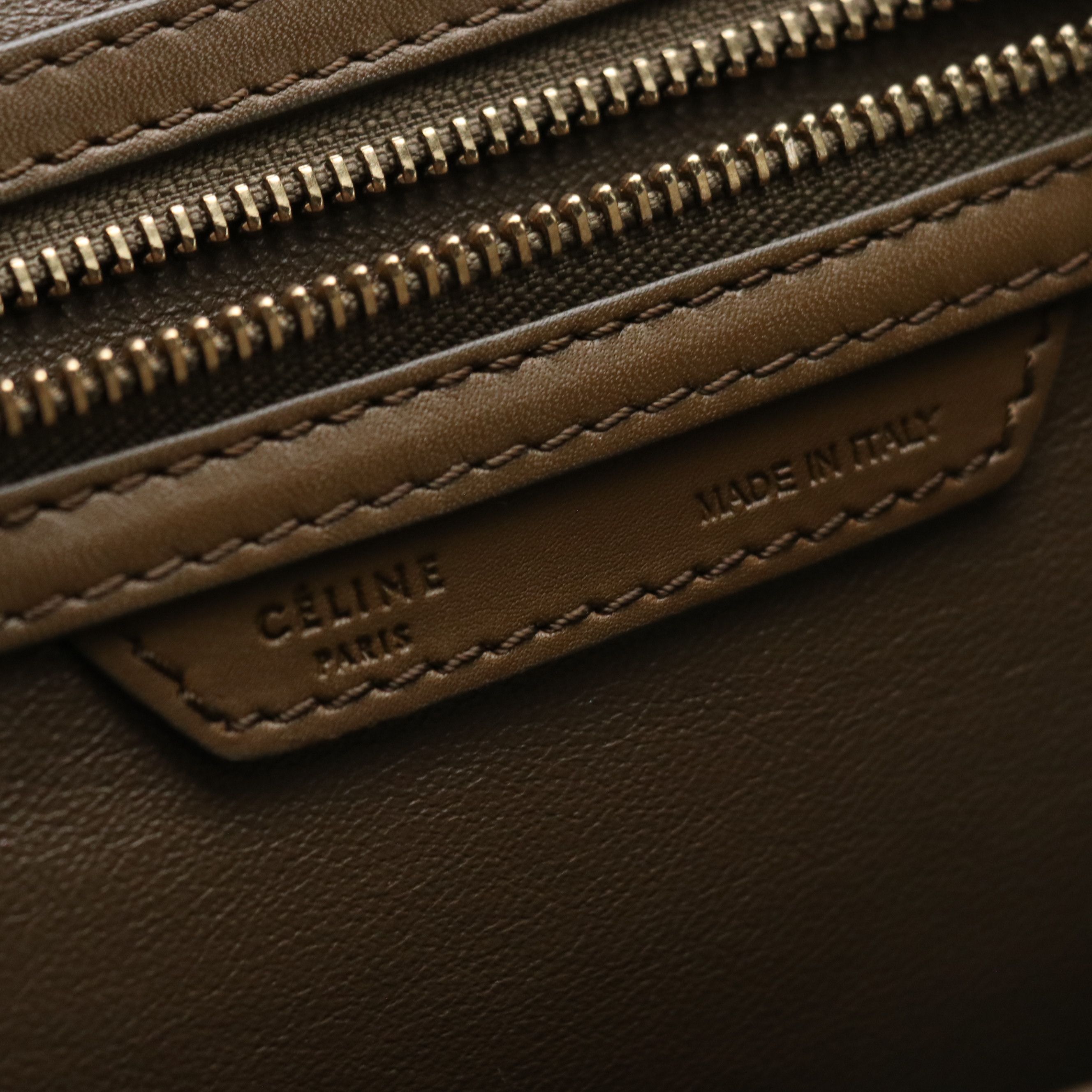 Celine Tricolor Mini Luggage Bag in Brown, Ivory and Navy Leather