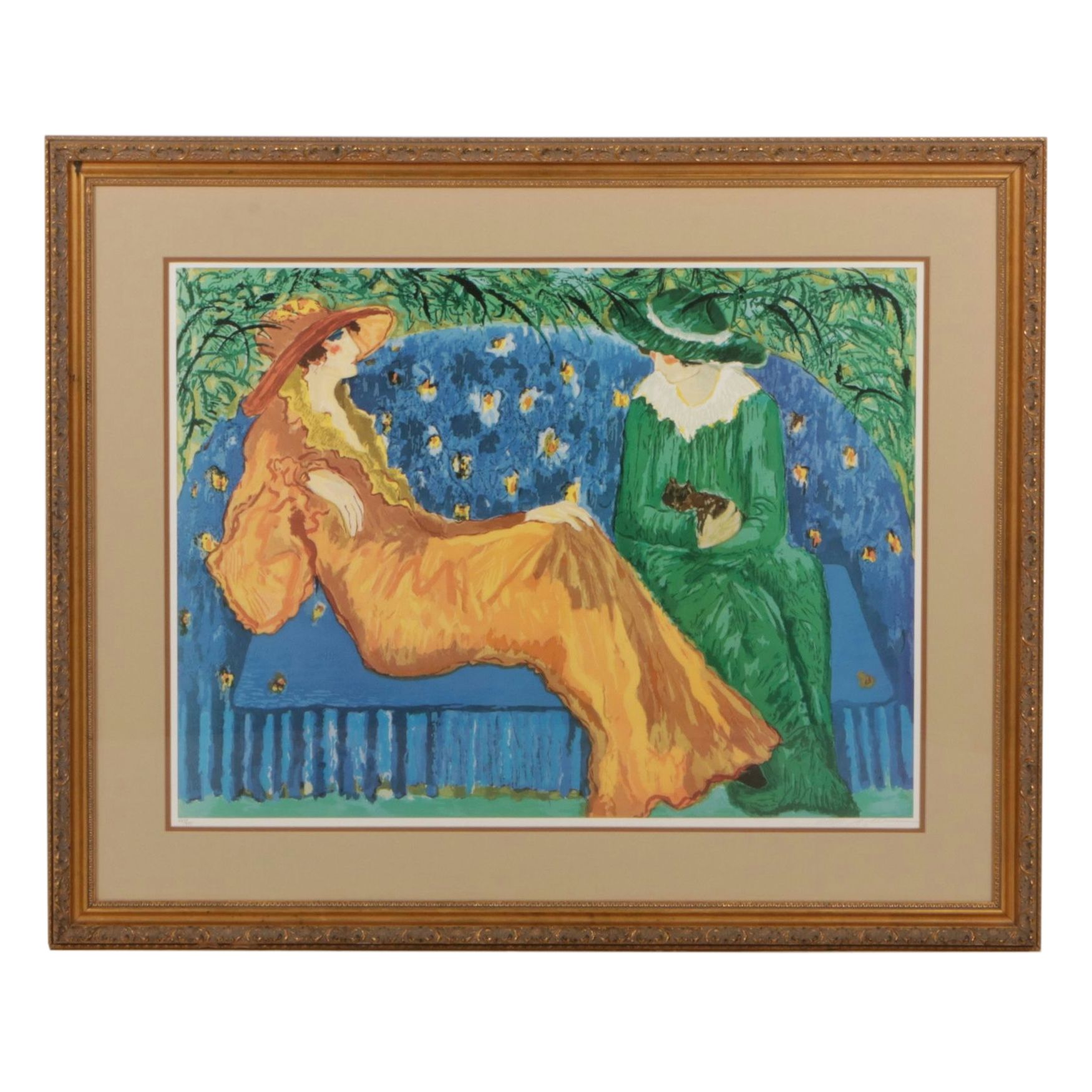 Barbara A. Wood Offset Lithograph "Orange Dress", Late 20th - Early 21st Century