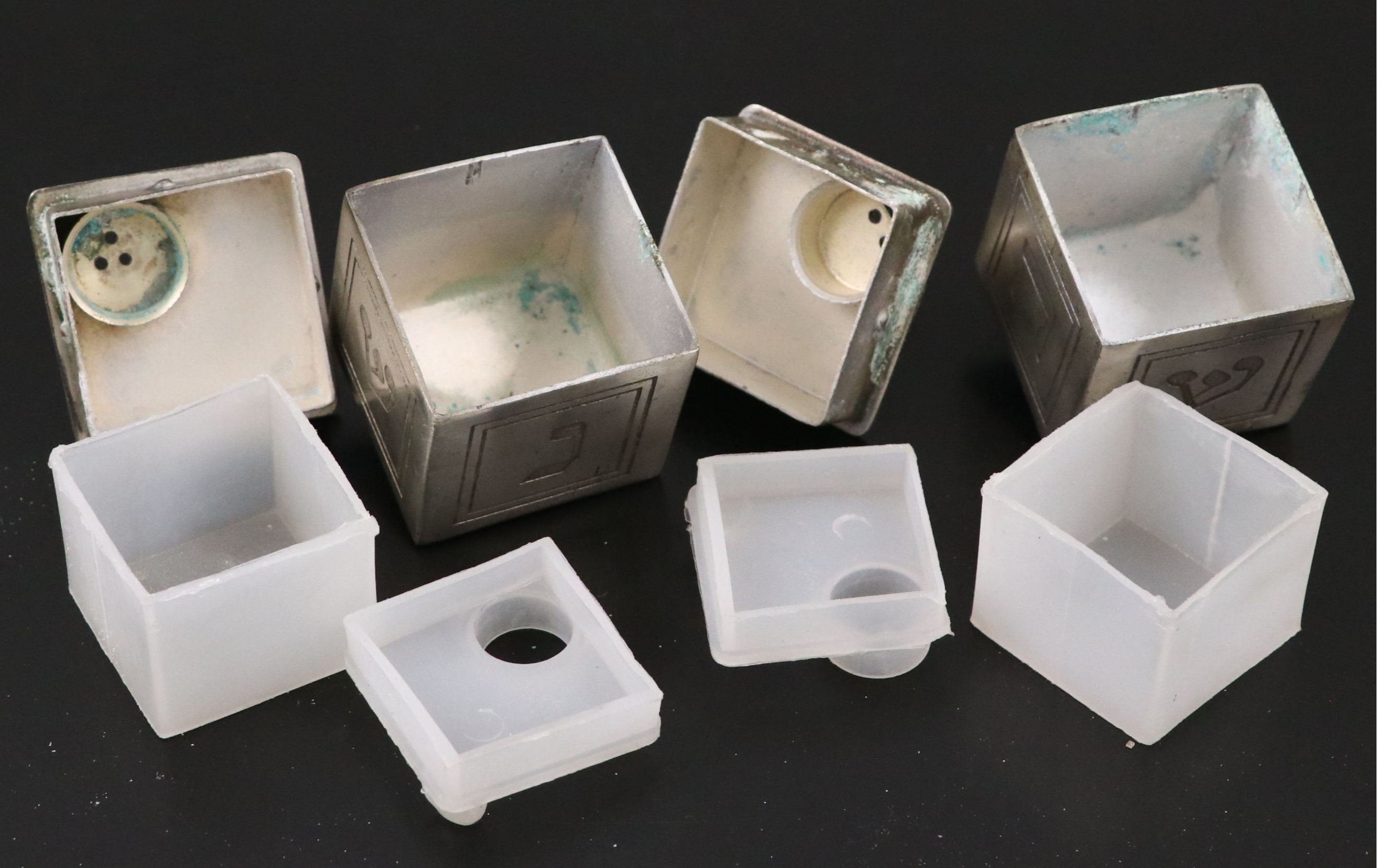 Miniature Sterling Dreidel with Metal Salt and Pepper Shakers