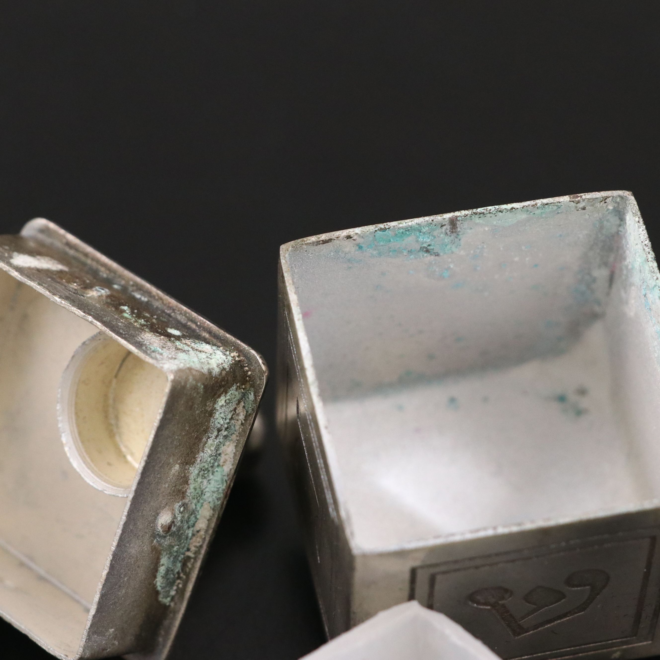 Miniature Sterling Dreidel with Metal Salt and Pepper Shakers