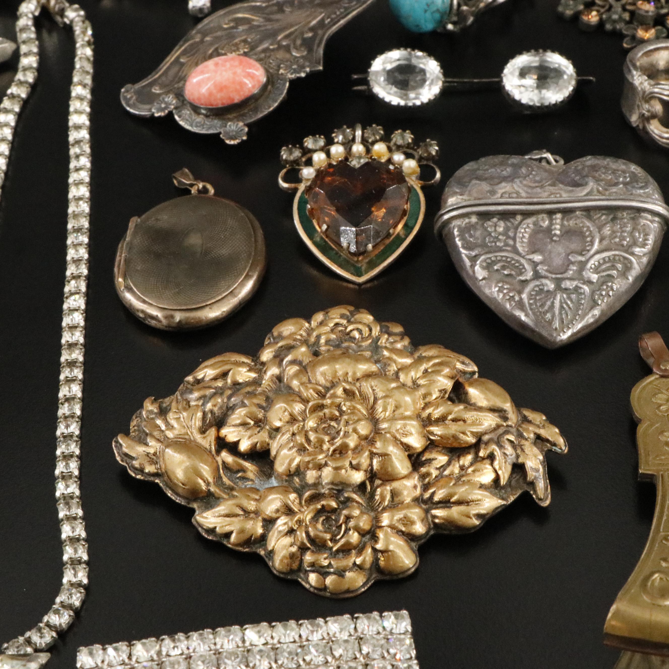Antique and Vintage Jewelry Collection Including Sterling, Sandor and Kramer