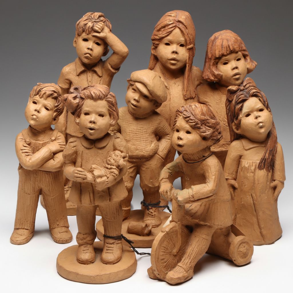 Lee Bortin "My Tricycle," "Let's Play Kick-The-Can" and More Clay Figures