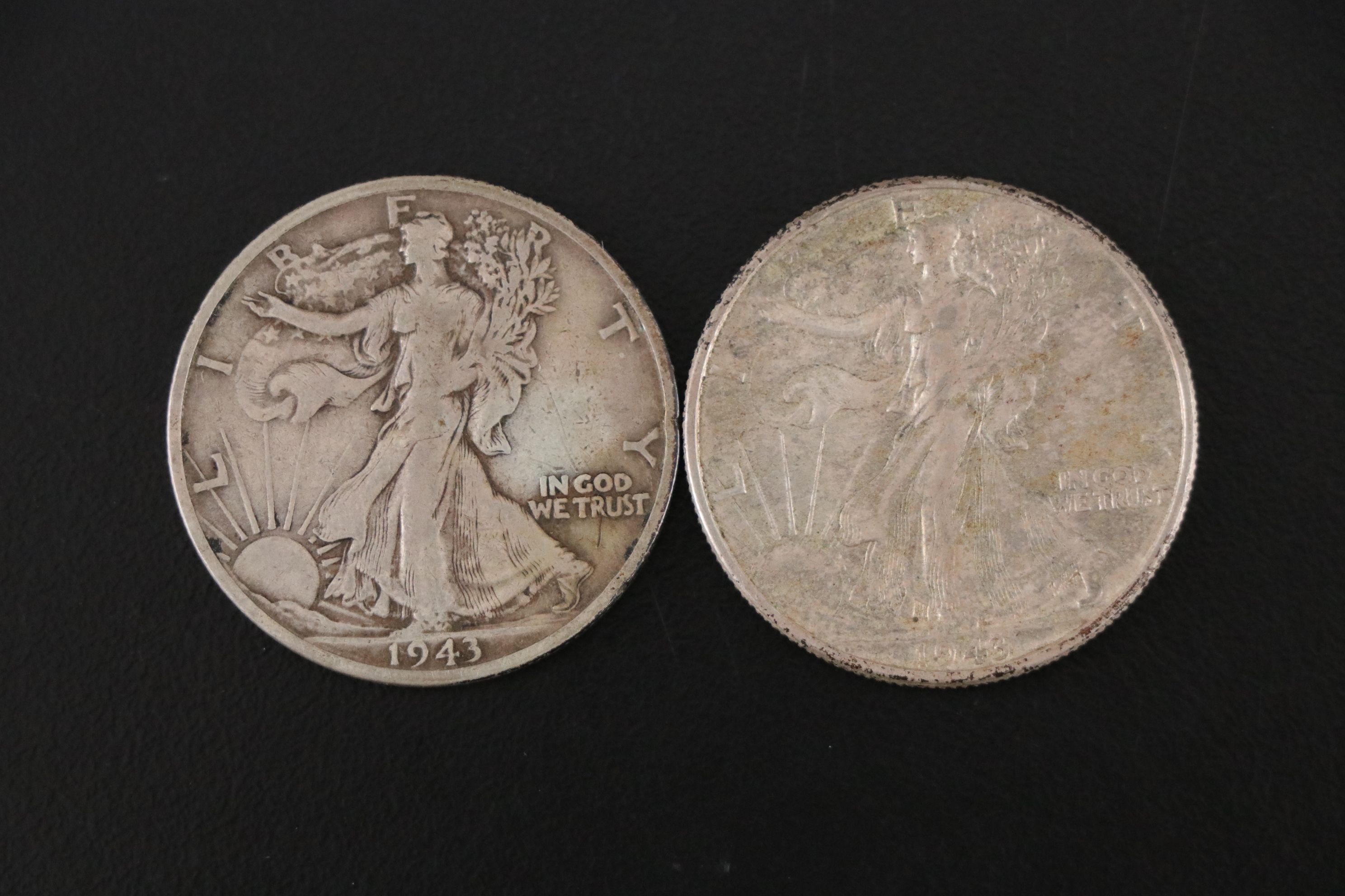 Eight Walking Liberty Silver Half Dollars, 1943-1945
