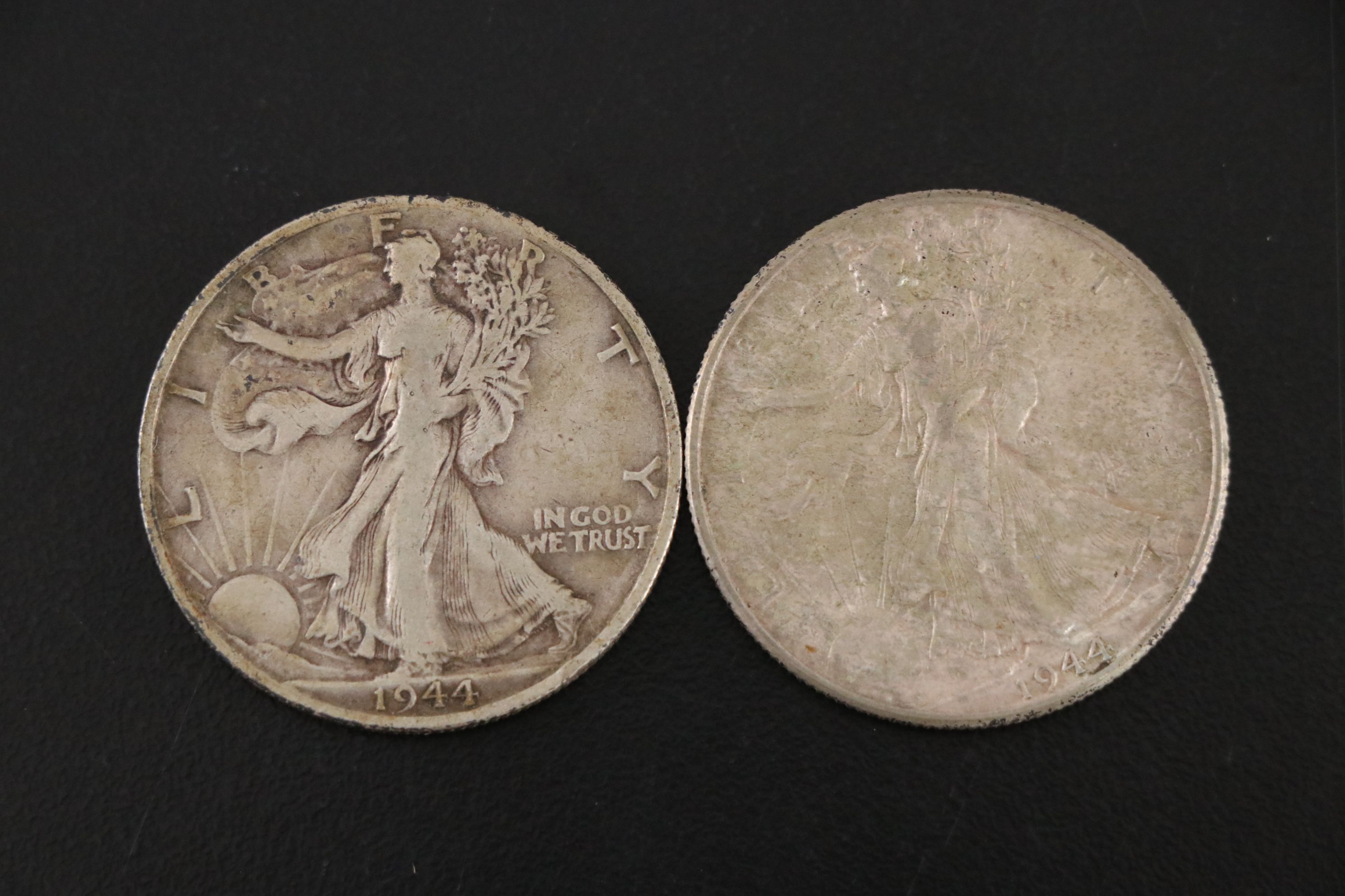 Eight Walking Liberty Silver Half Dollars, 1943-1945