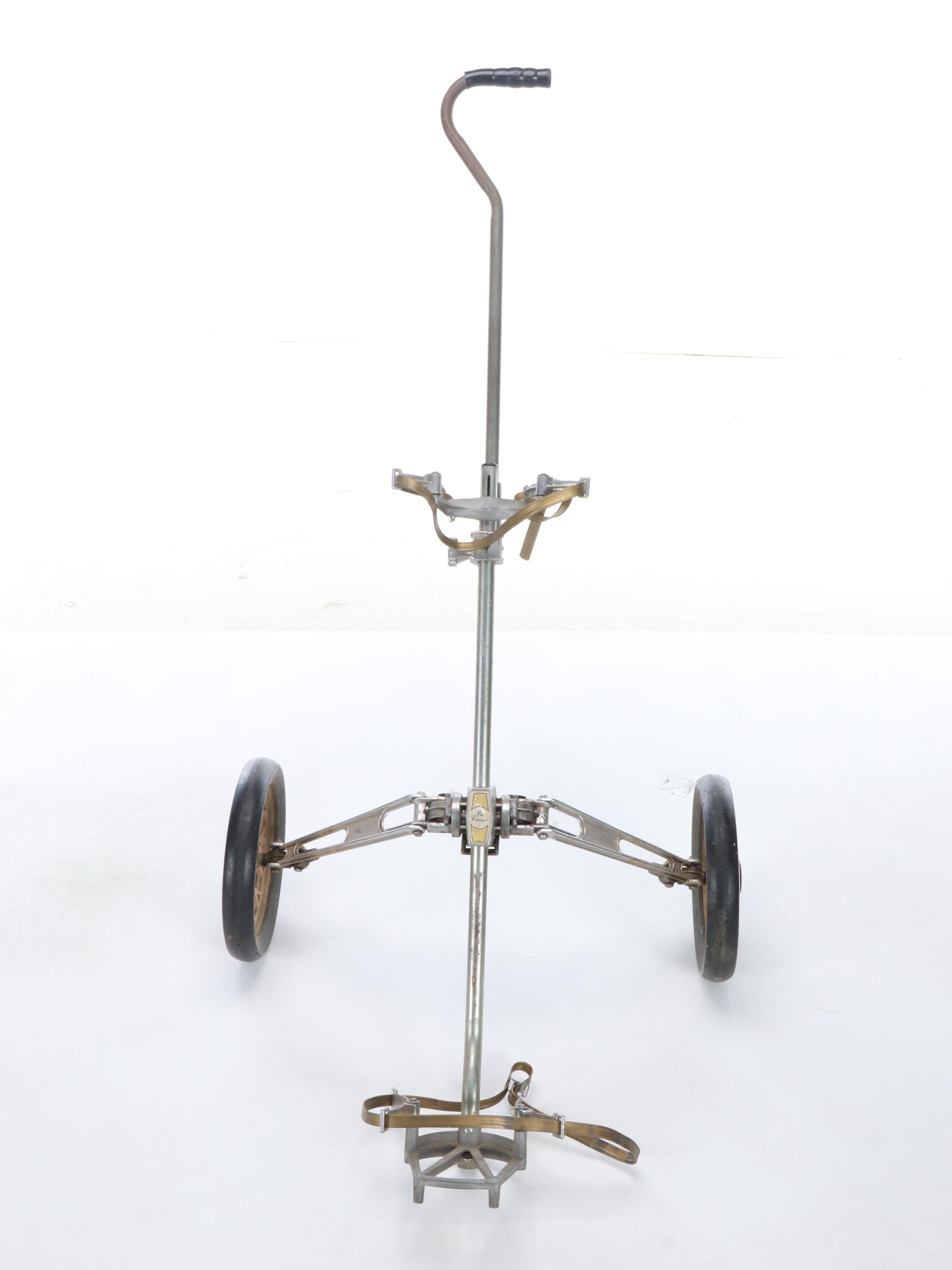 Pro Classic Vintage Push Cart with MacGregor Golf Clubs and Tartan Bag