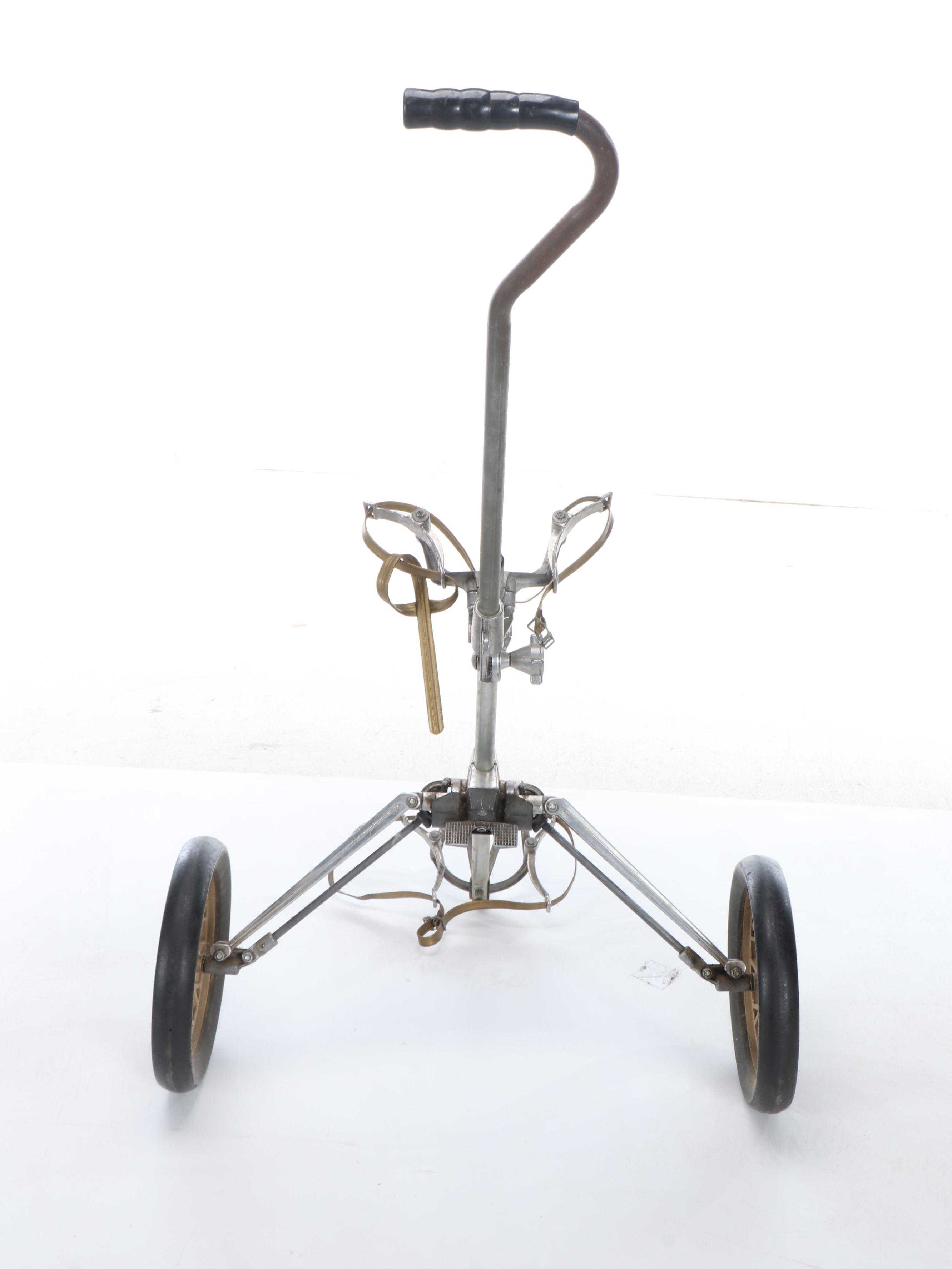 Pro Classic Vintage Push Cart with MacGregor Golf Clubs and Tartan Bag