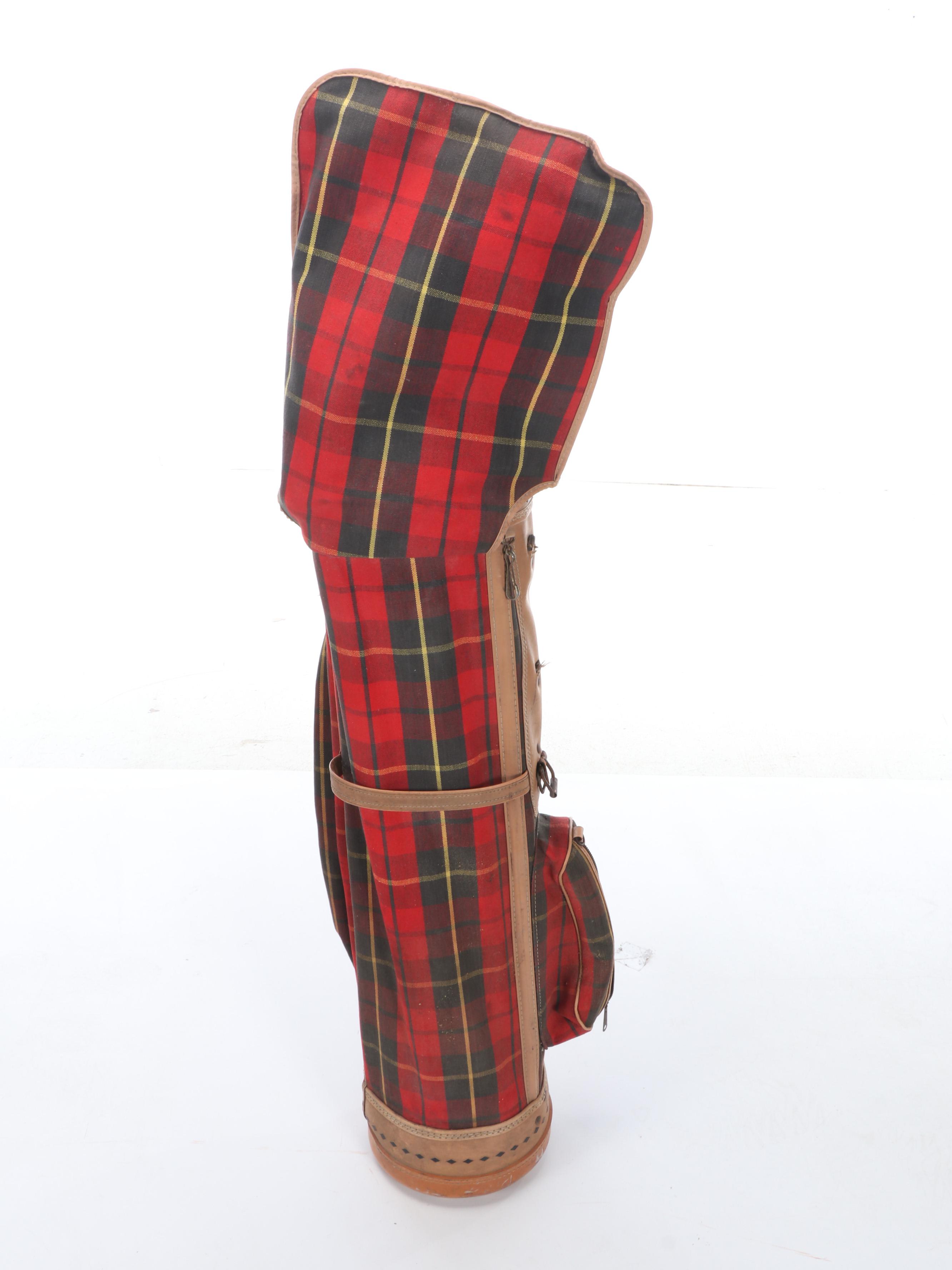 Pro Classic Vintage Push Cart with MacGregor Golf Clubs and Tartan Bag