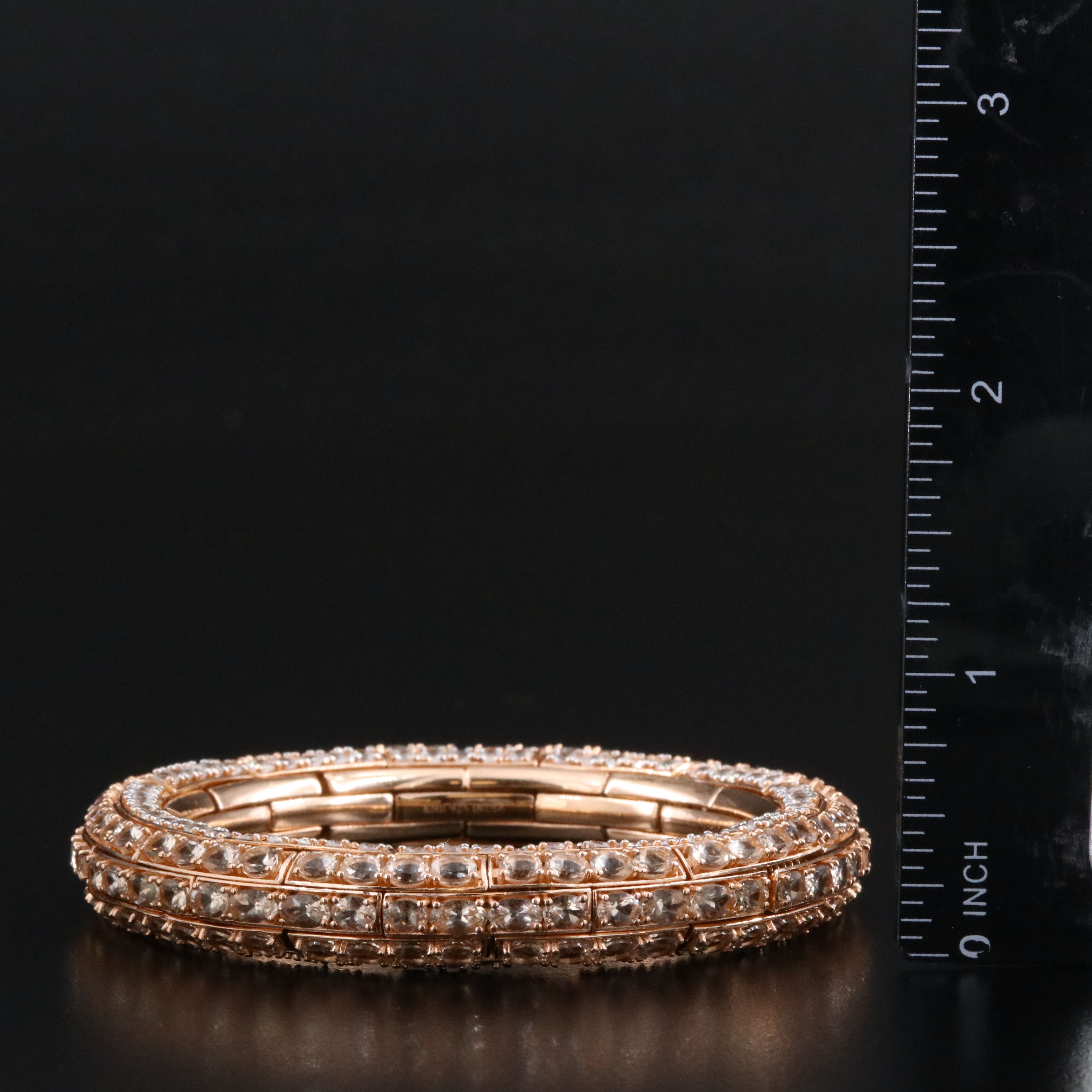 Sterling Morganite and White Zircon Bangle