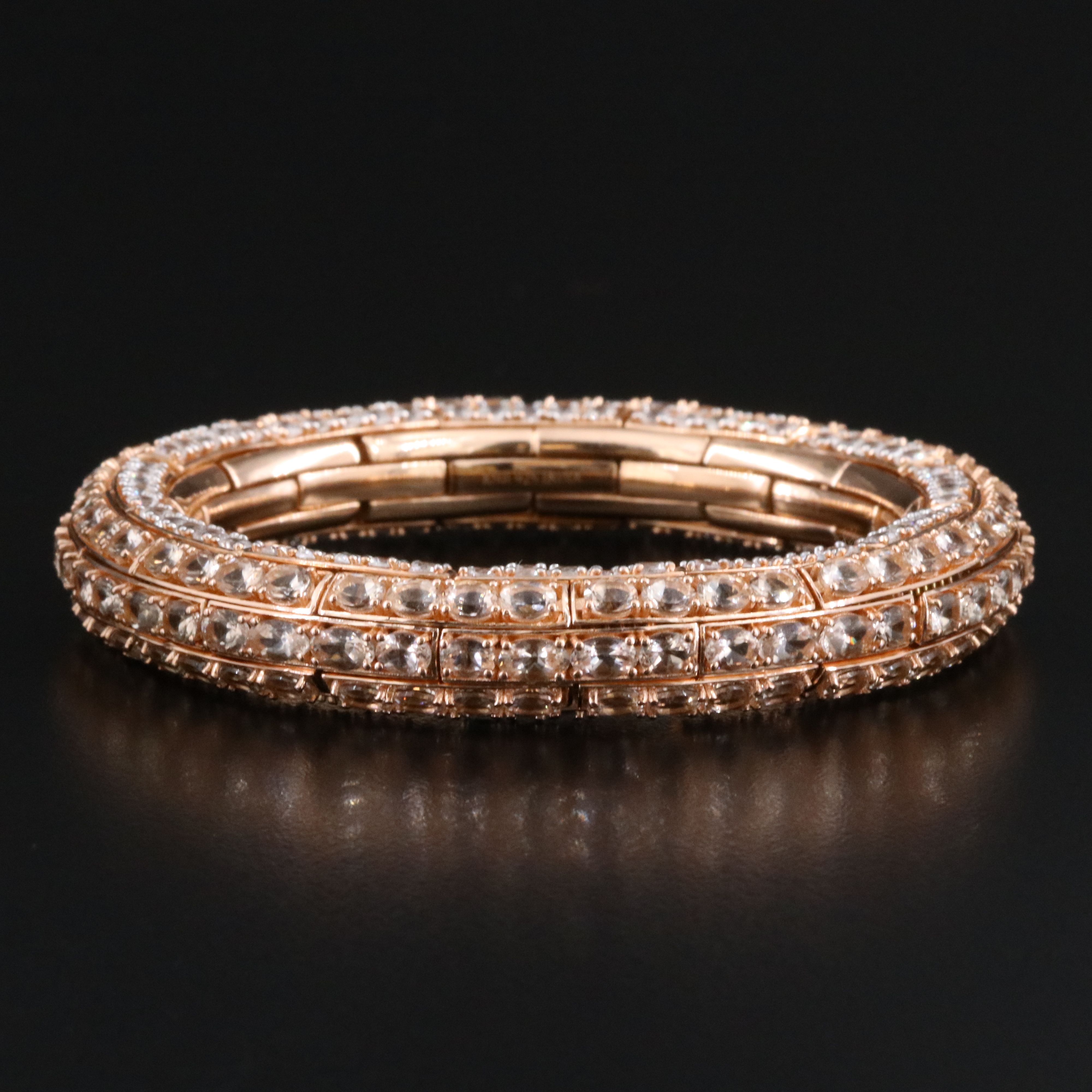Sterling Morganite and White Zircon Bangle
