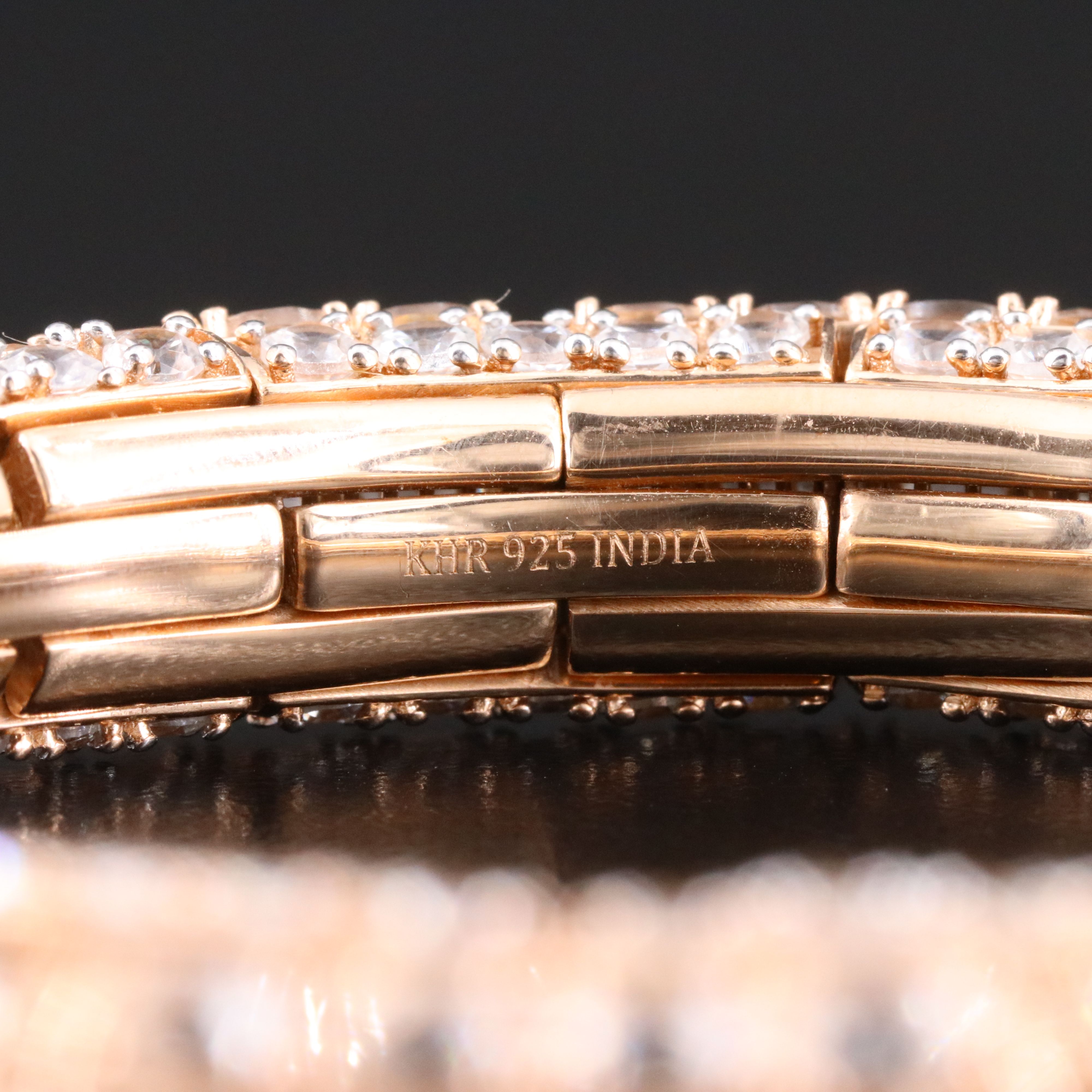 Sterling Morganite and White Zircon Bangle