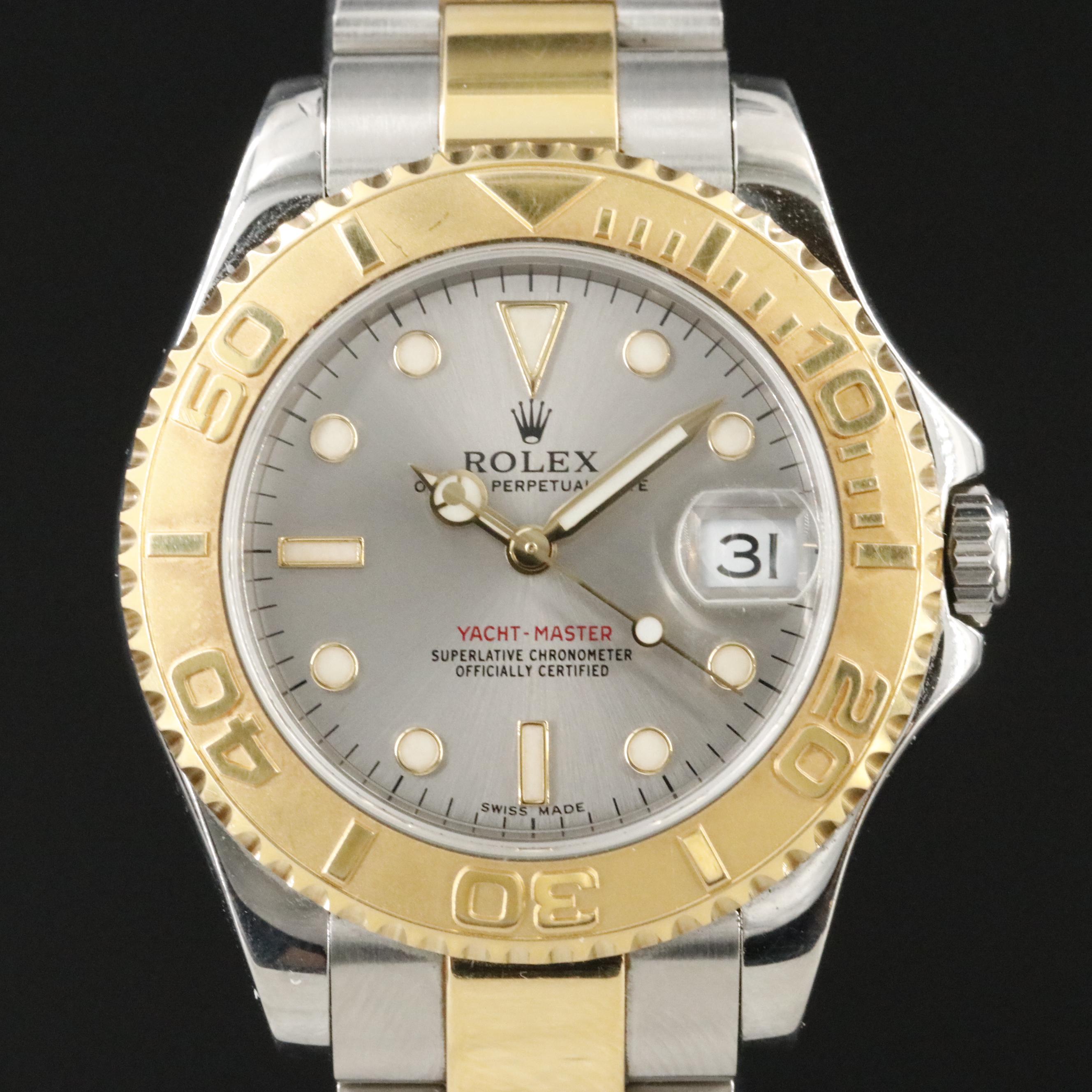 2000 Rolex Yacht - Master Slate Grey Dial 18K & Steel Watch 168623