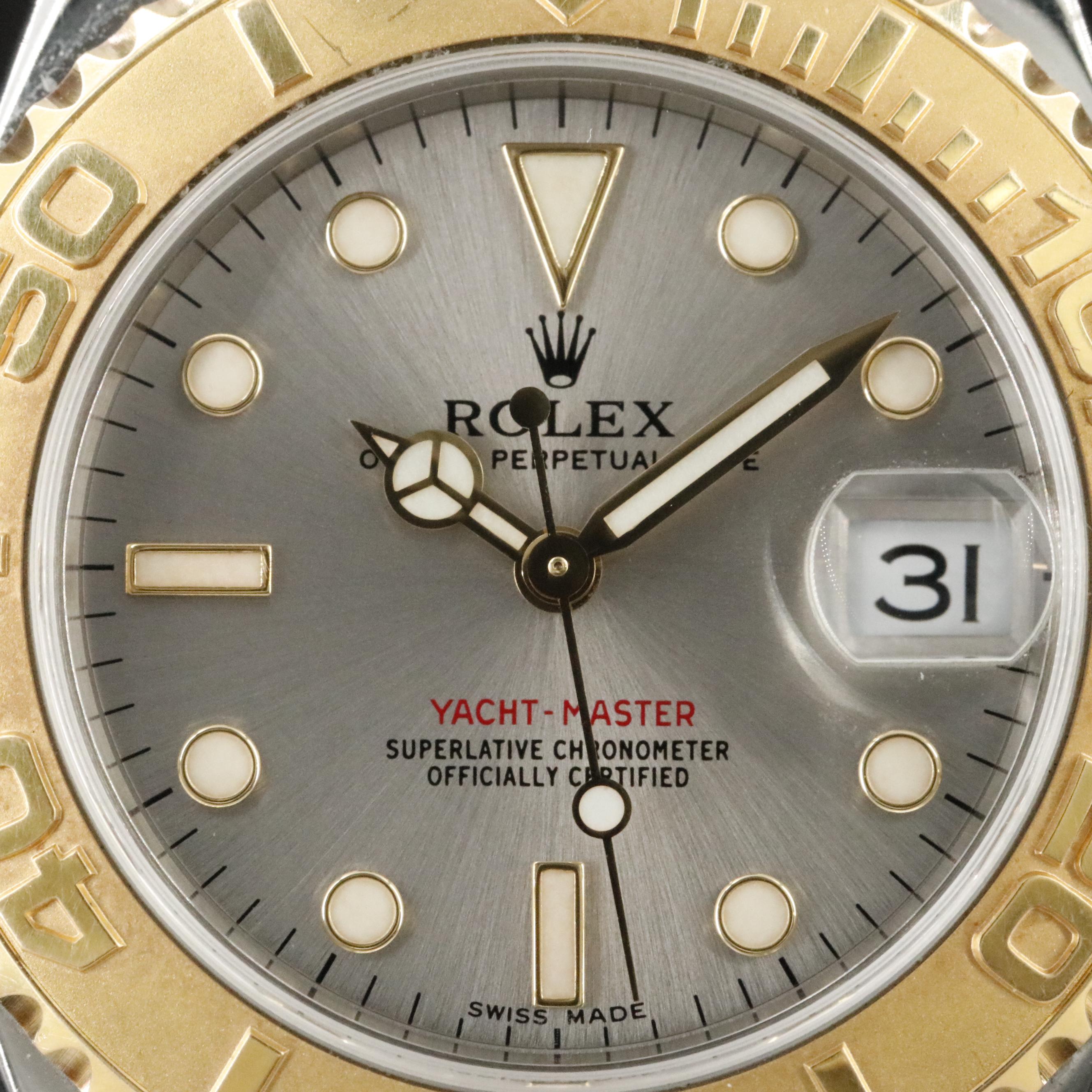 2000 Rolex Yacht - Master Slate Grey Dial 18K & Steel Watch 168623