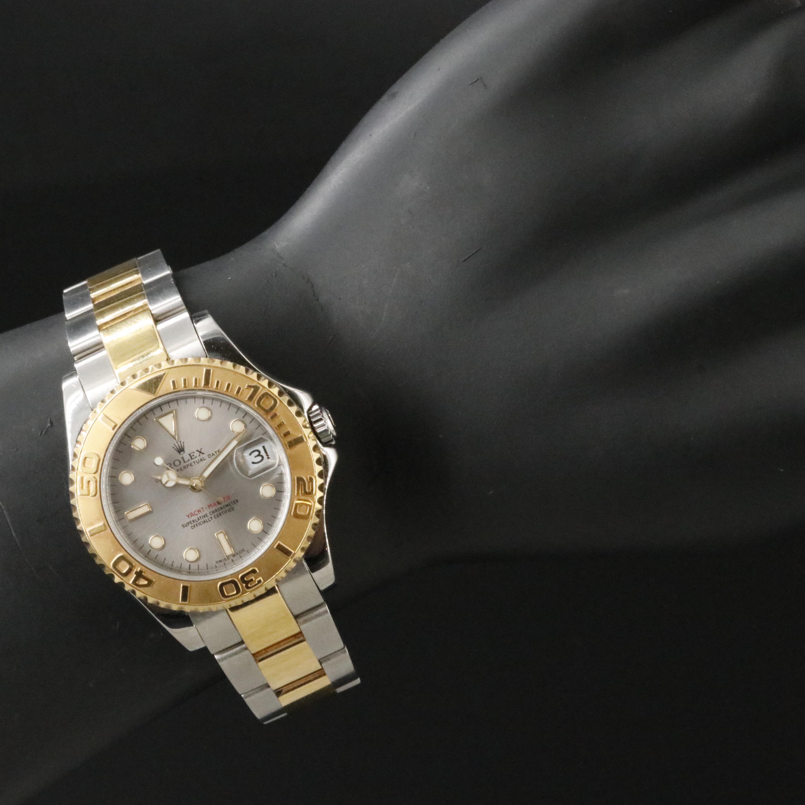 2000 Rolex Yacht - Master Slate Grey Dial 18K & Steel Watch 168623