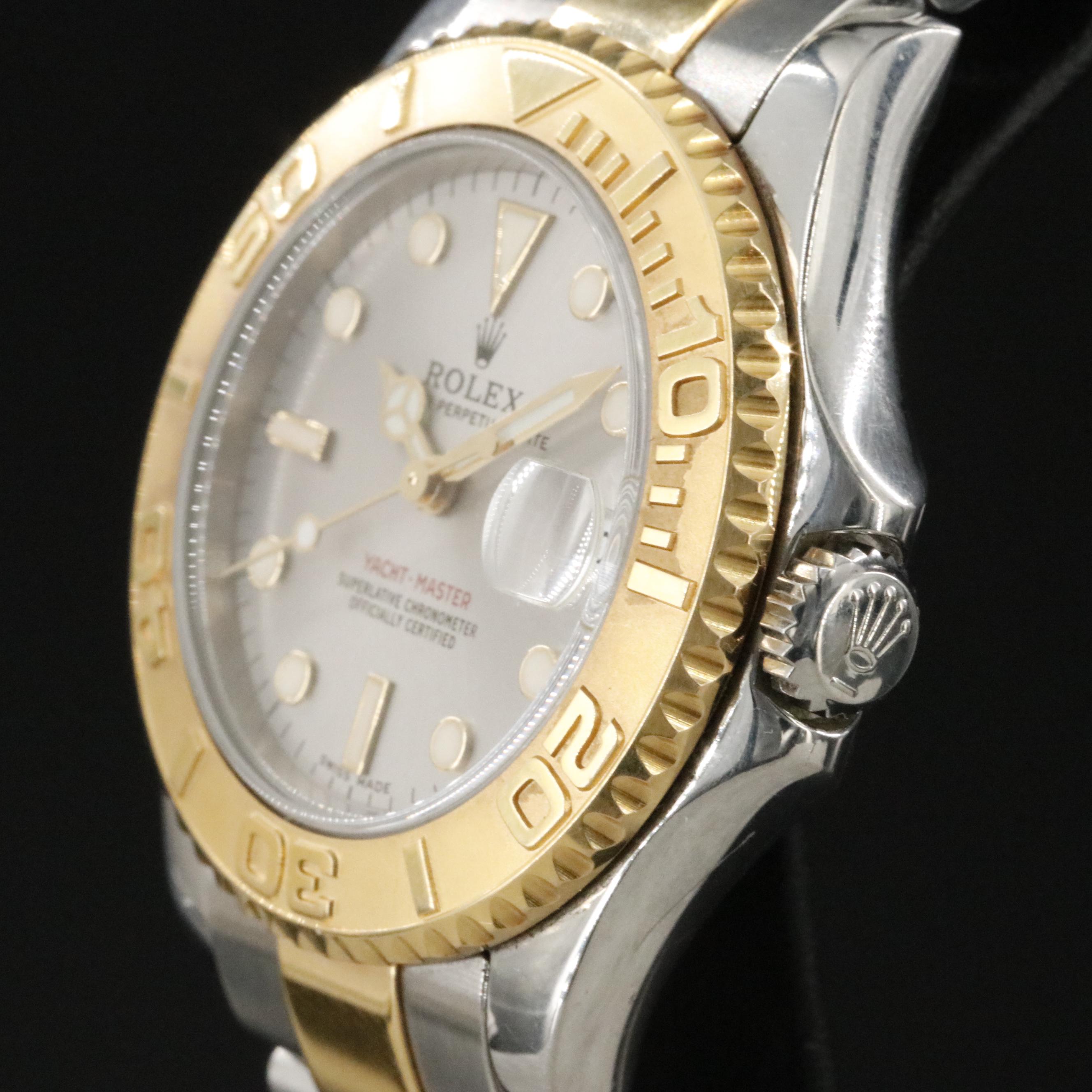 2000 Rolex Yacht - Master Slate Grey Dial 18K & Steel Watch 168623