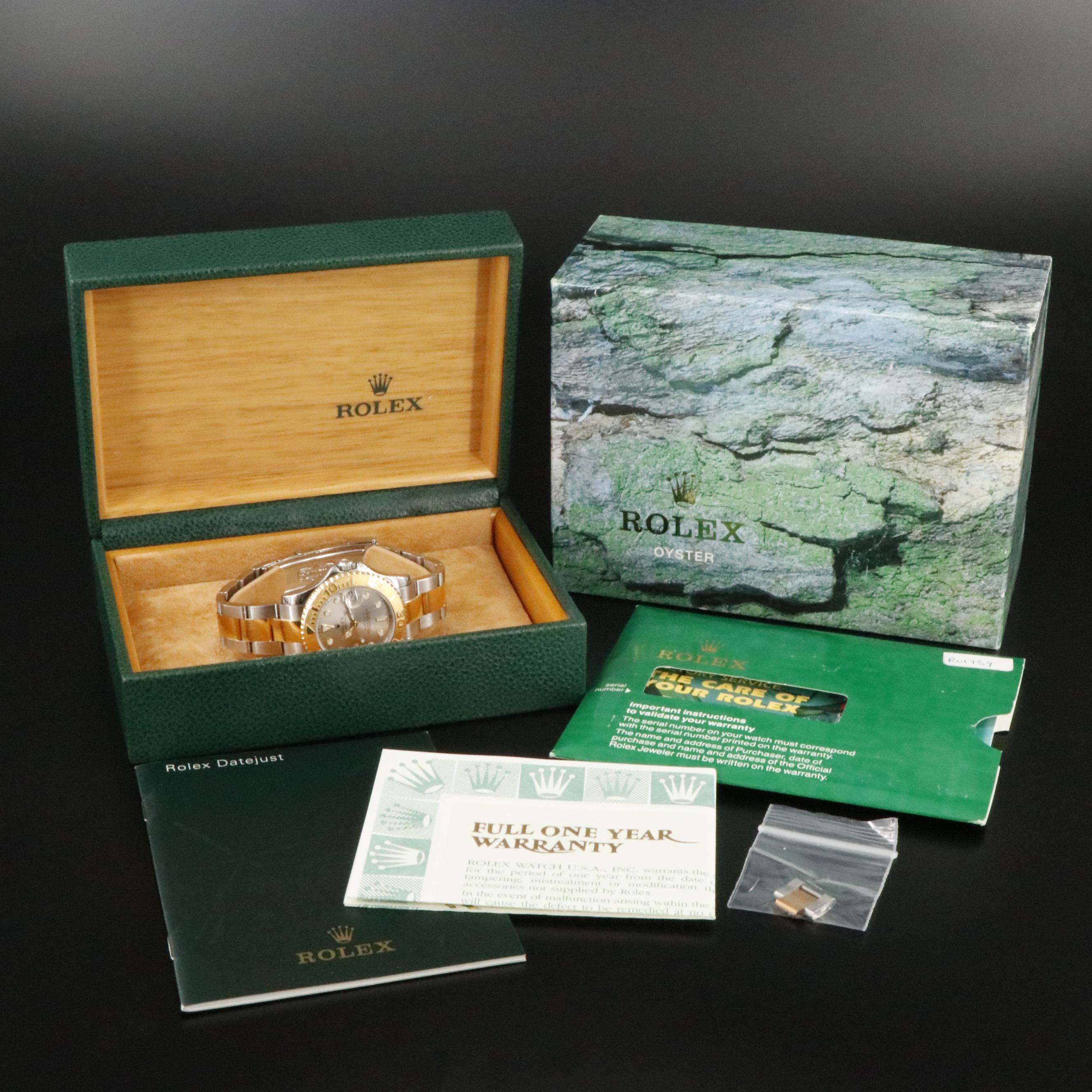 2000 Rolex Yacht - Master Slate Grey Dial 18K & Steel Watch 168623