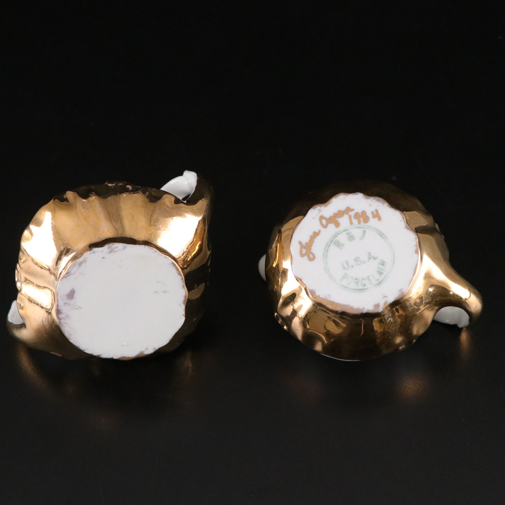 Miniature Gilt Porcelain Tea and Chocolate Sets for Kids and Dolls