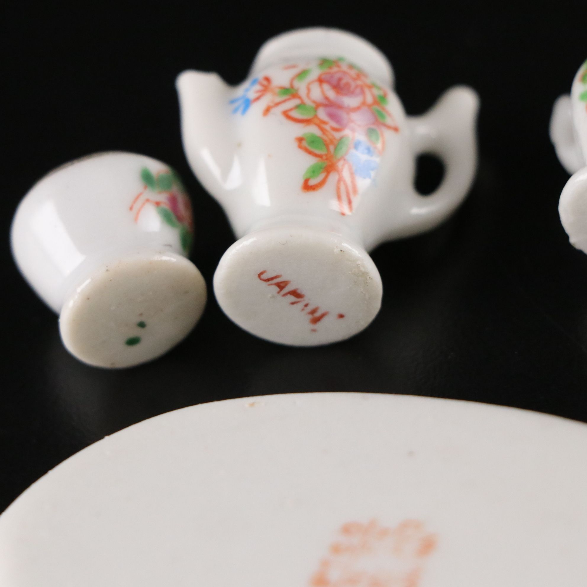 Miniature Gilt Porcelain Tea and Chocolate Sets for Kids and Dolls