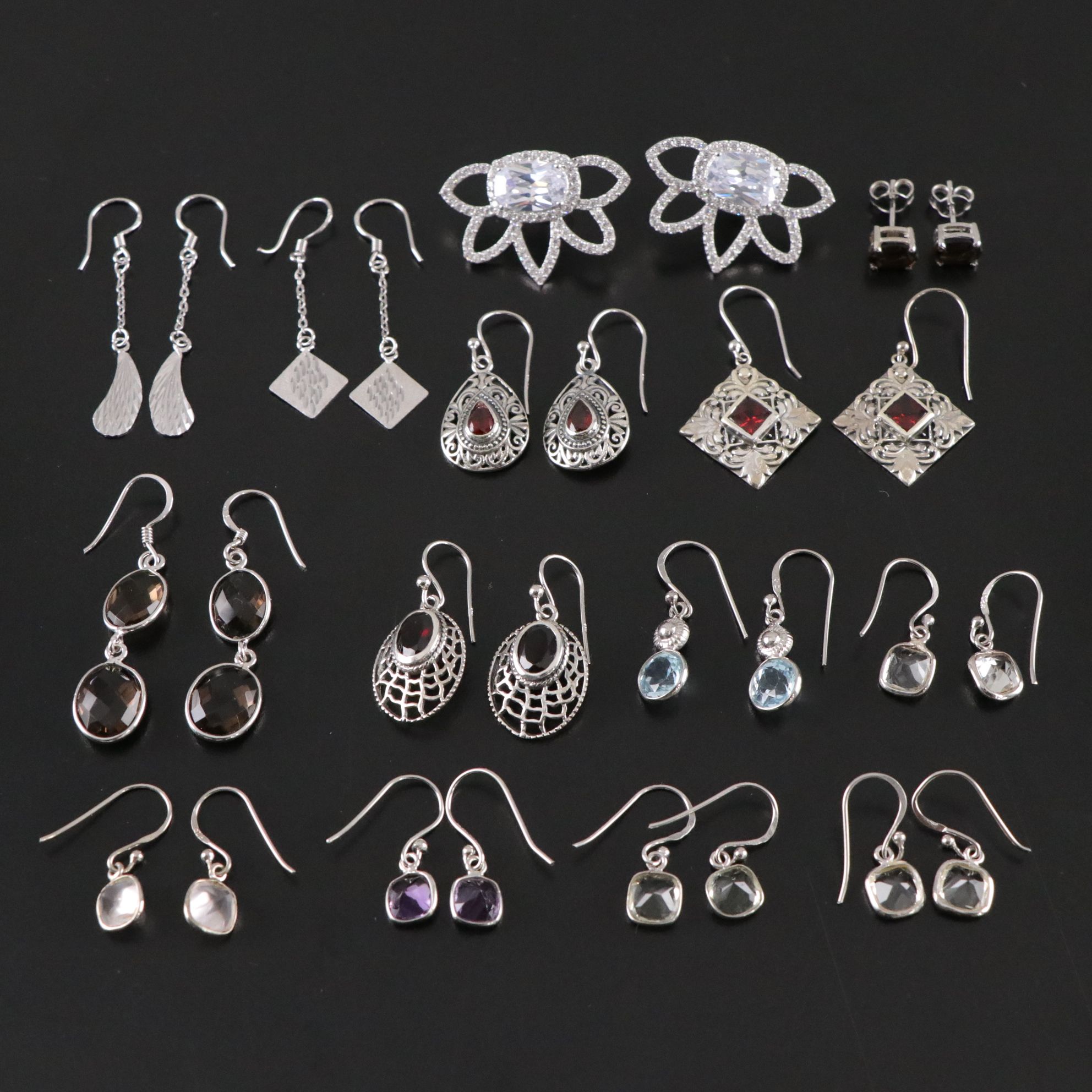 14 Assorted Sterling Silver Earrings
