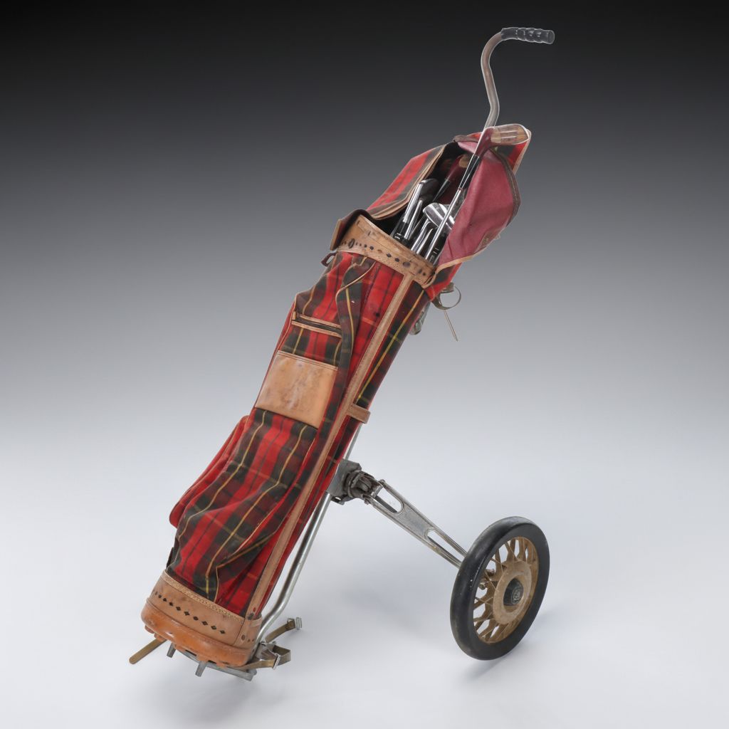 Pro Classic Vintage Push Cart with MacGregor Golf Clubs and Tartan Bag