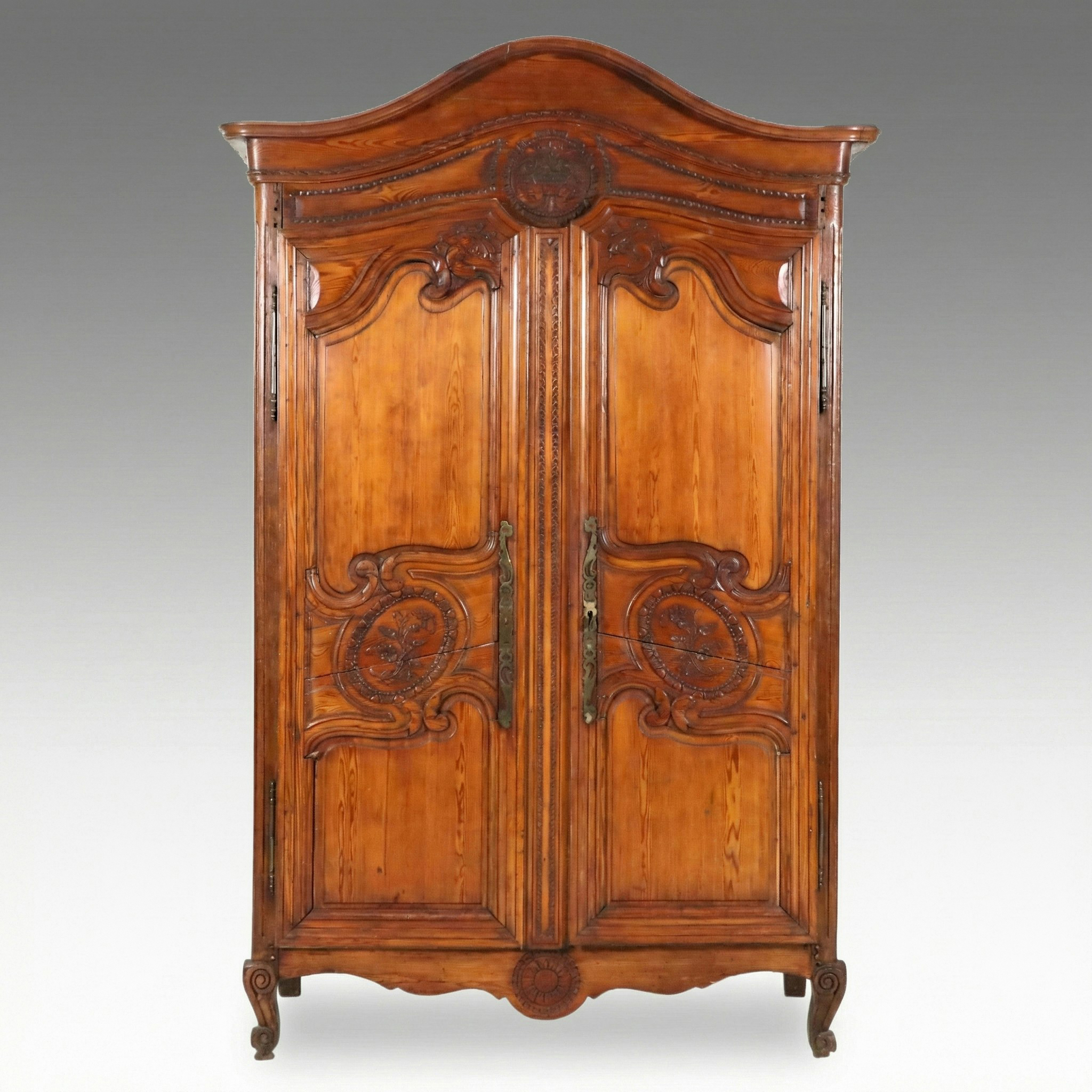 Antique French Provincial Carved Oak Wedding Armoire