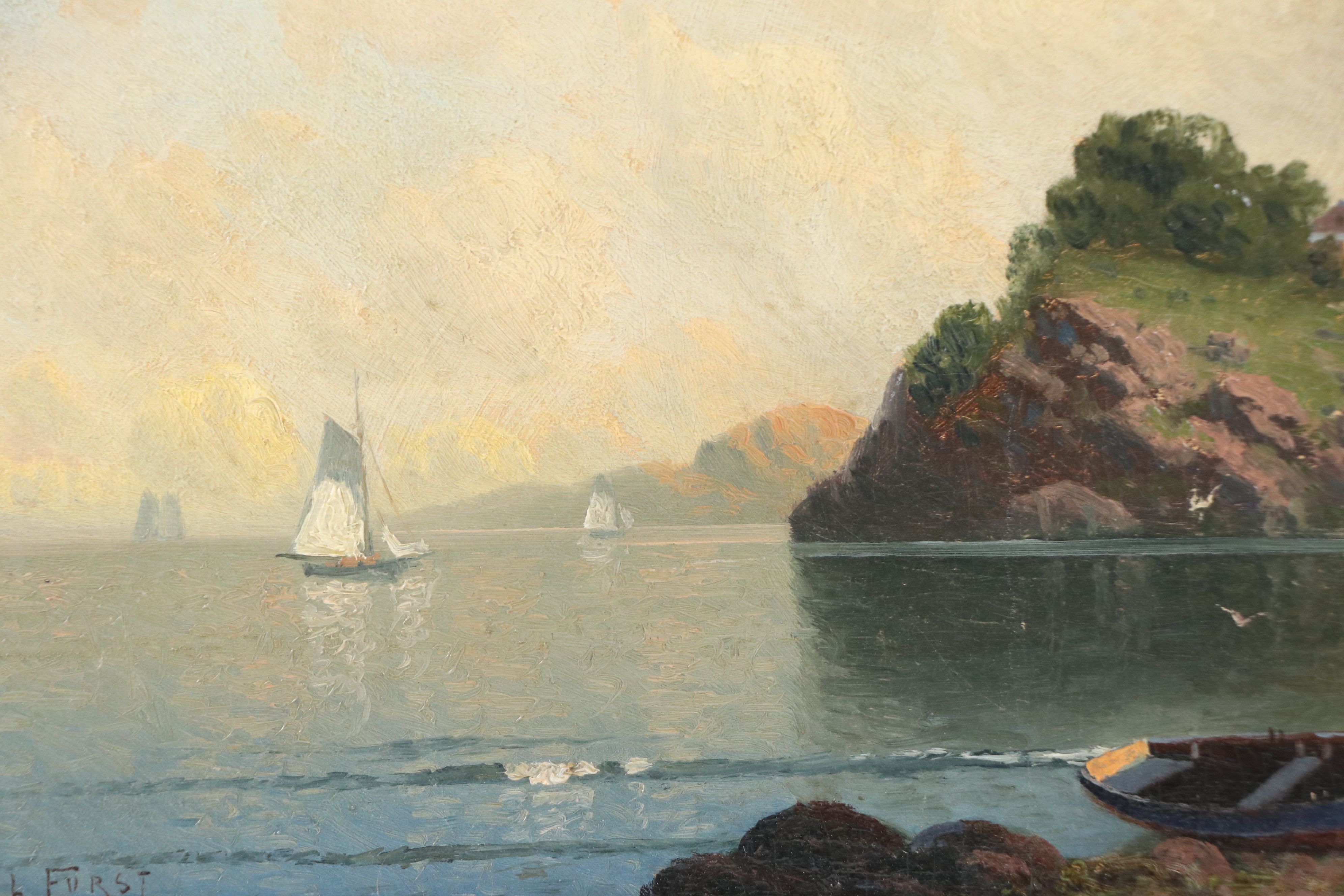 Emil Furst Oil Painting of Coastal Landscape, Late 19th Century