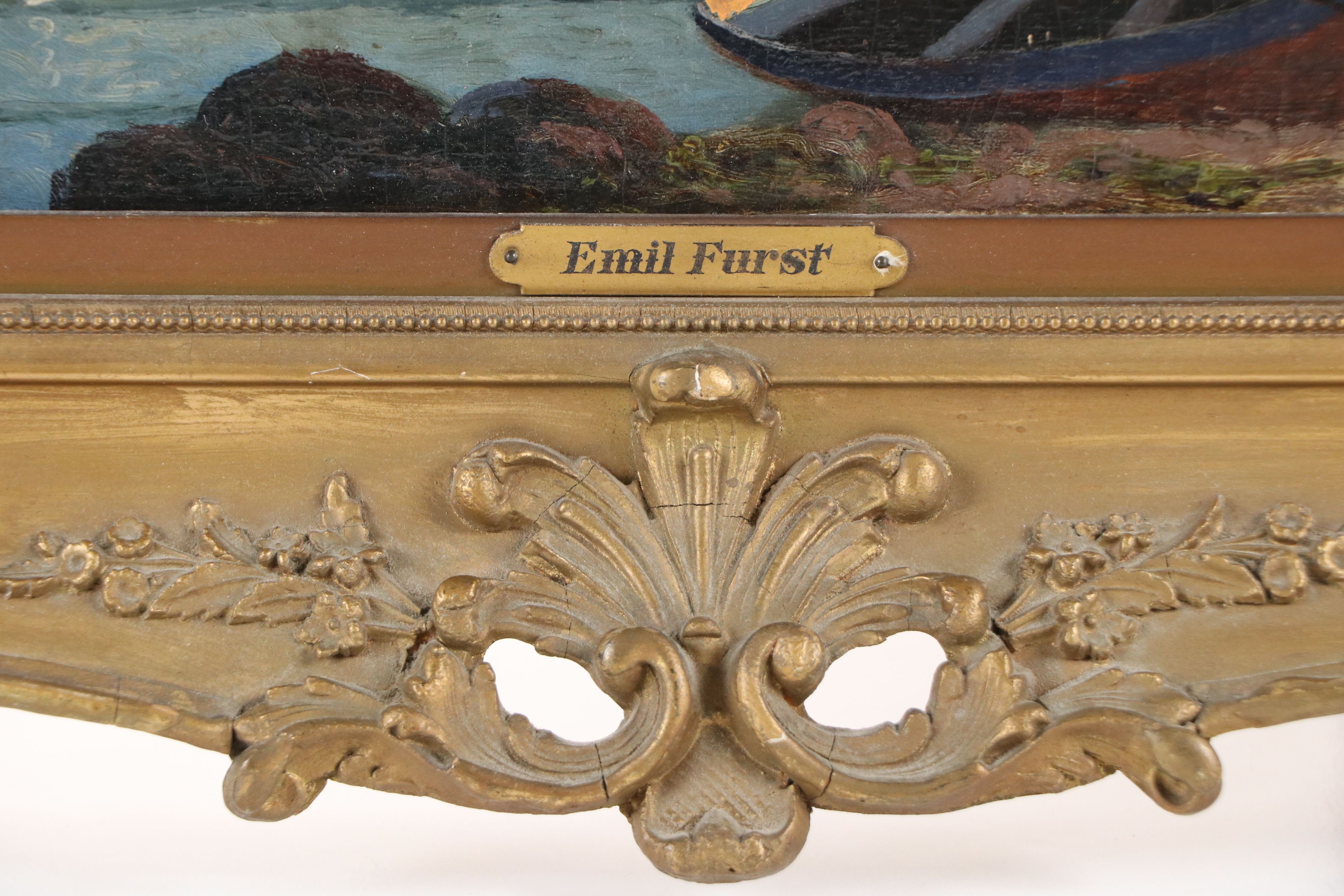 Emil Furst Oil Painting of Coastal Landscape, Late 19th Century