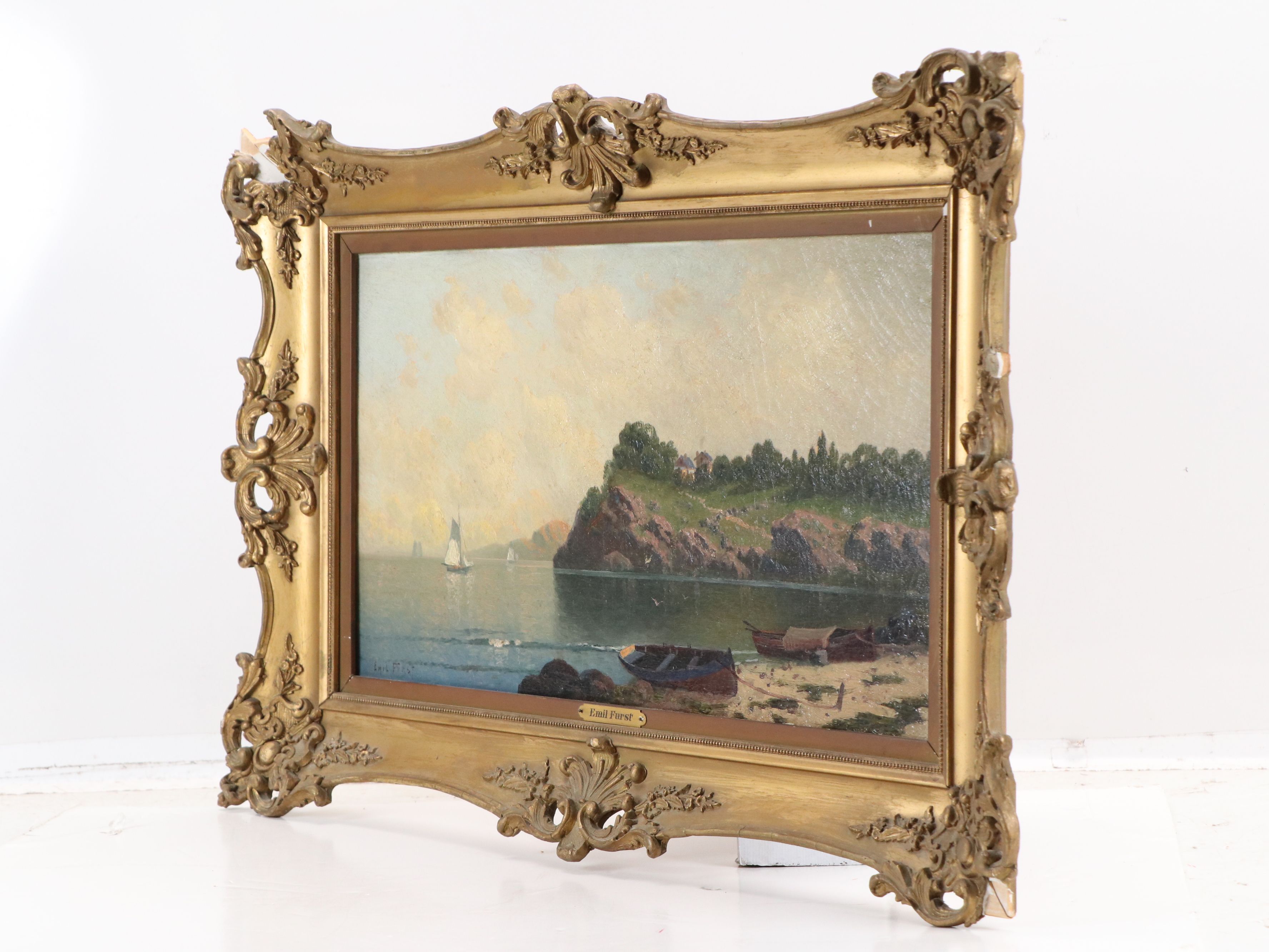 Emil Furst Oil Painting of Coastal Landscape, Late 19th Century