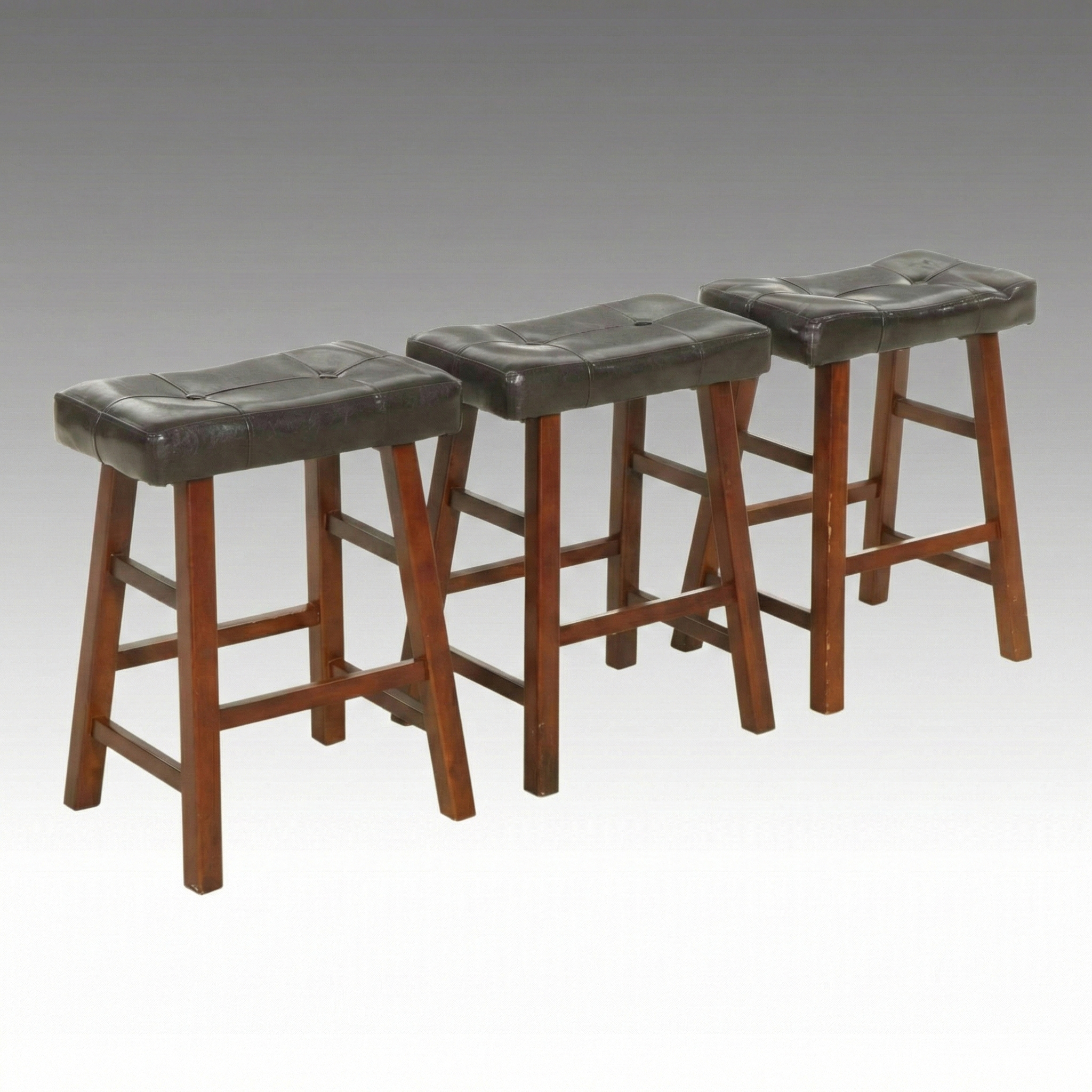 Three Counter Height Stools with Faux Leather Seat Cushions, 2012