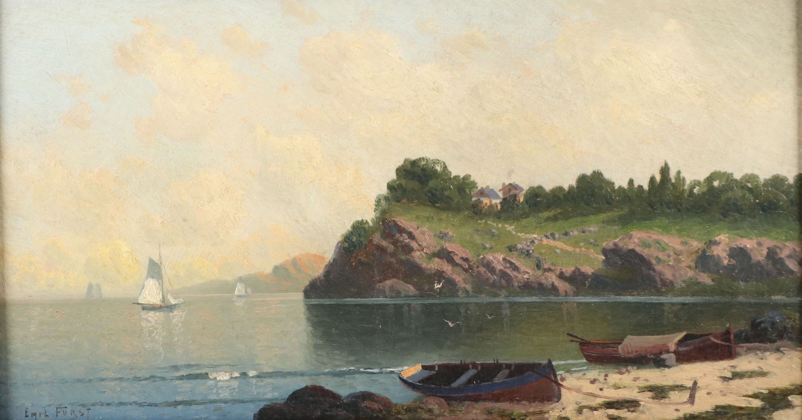 Emil Furst Oil Painting of Coastal Landscape, Late 19th Century